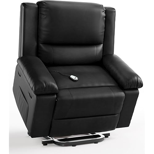Garvee Power Lift Recliner Chair - Heat and Massage, PU Leather Electric Lift Recliner for Elderly & Mobility Impaired, Adjustable Back and Legs, Heavy Duty Lift Chair for Seniors