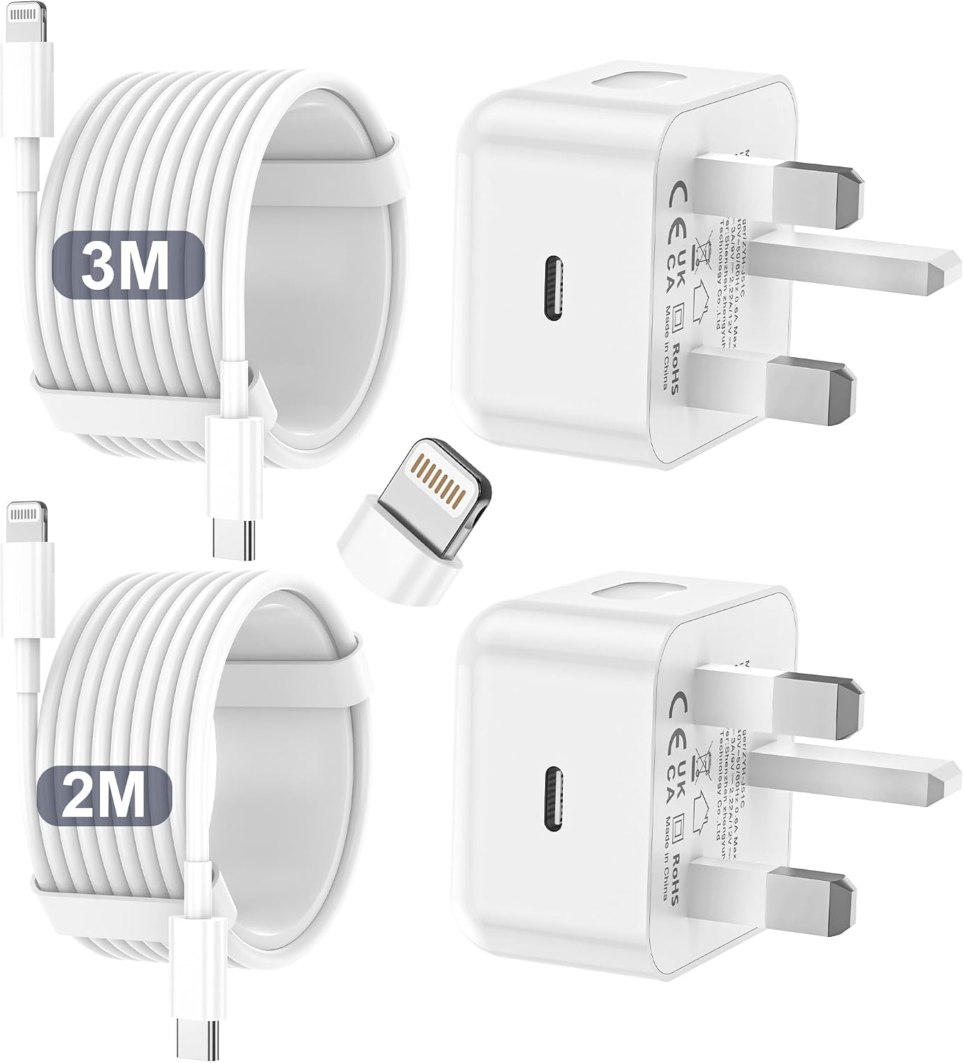 iPhone Charger Fast Charge PD Fast Charging for Apple Charger UK USB C Plug With 2M&3M iPh