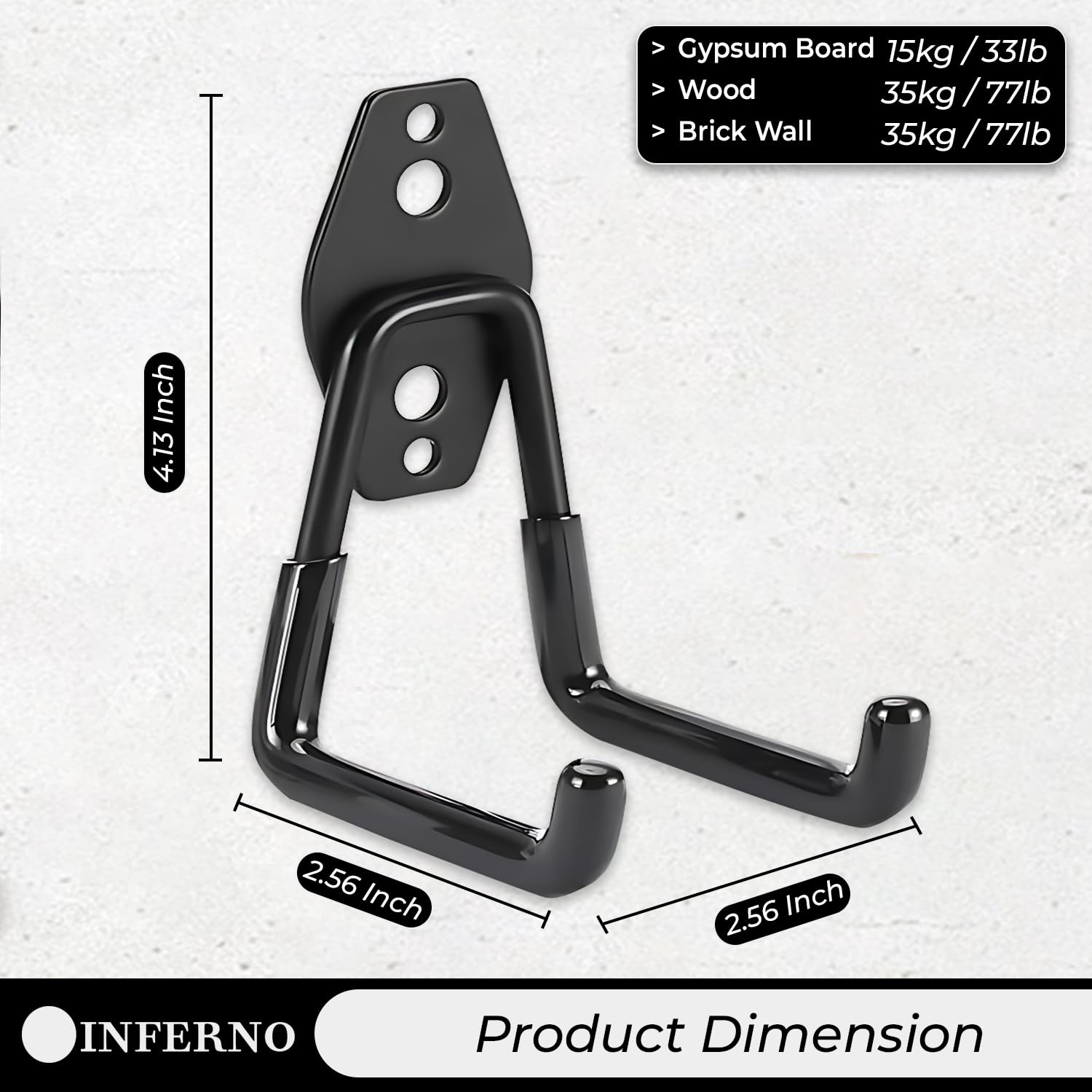 INFERNO Heavy Duty Steel Garage Storage Hooks Set |Hangers for