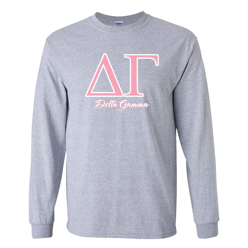 Delta Gamma Pink Greek Letters Long Sleeve T-Shirt