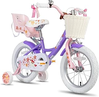 JOYSTAR Unicorn 14 Inch Kids Bike for 3-5 Year Old Girls with Doll Seat,