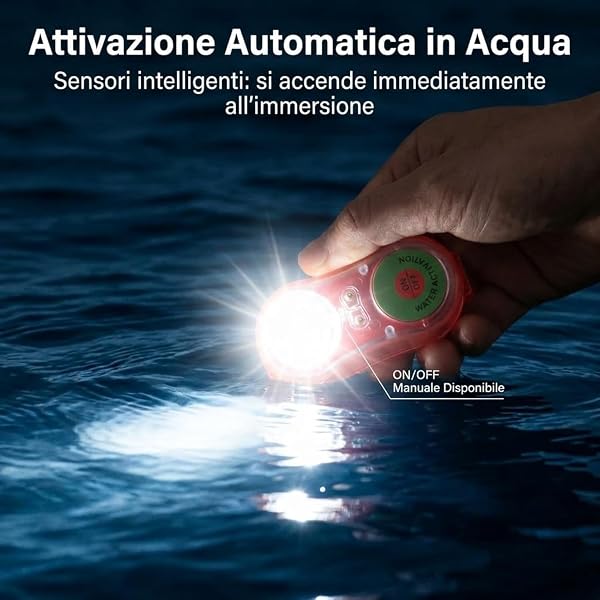 Luci Giubbotto Salvataggio a LED con Attivazione ad Acqua - Set da 6/8 Pezzi - Rosse e Verdi per Emergenza in Mare per Sopravvivenza in Acqua di Emergenza - 3
