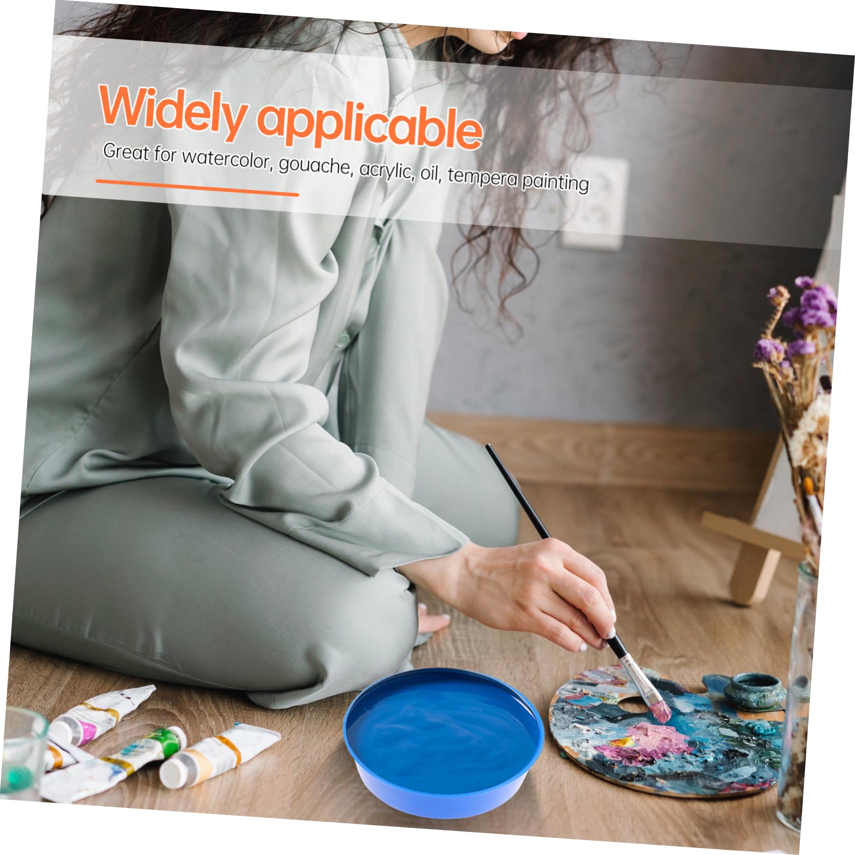 Operitacx Art Supplies 8pcs Pigment Watercolor Mixing Bowl Sponge Painting Brush Bowl for Artists Art Students Teachers