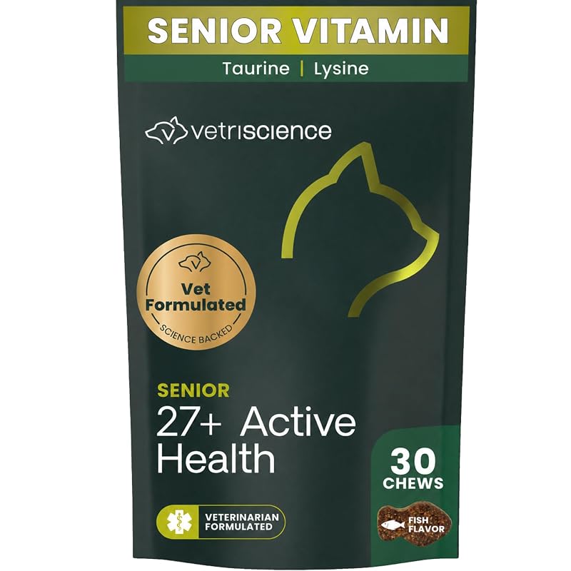 Multivitamínico para Gatos Idosos VETRISCIENCE Senior 27+ Active Health, Sabor Peixe, 30 Unidades