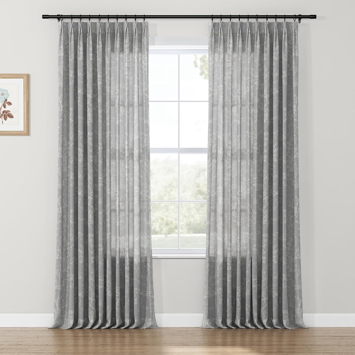 ChadMade Short Window Curtain Light Filtering Sheer Drape 54 Inch Long, Pinch Pleated Linen Blend Privacy Drape for Bedroom with Hooks, Beige-Wintersweet, 1 Panel, 26 W x 54 L Inch