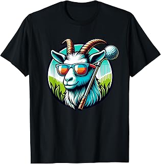 Goat Golf Golfer Golfing Goats Owner Unisex-Adults Unisex-Kids T-Shirt Black Small V-Neck Short Sleeve Classic Fit Goat and Golf Themed T-Shirt