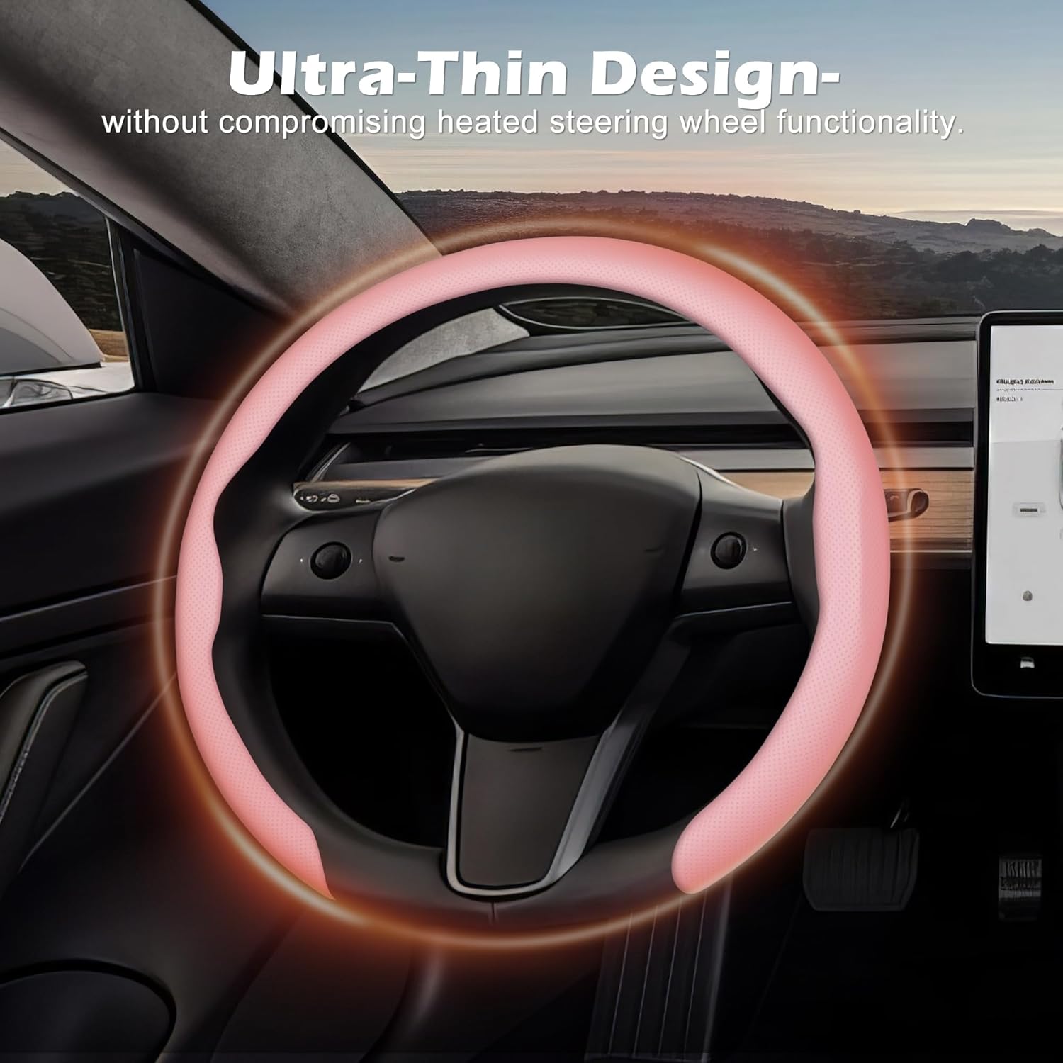 Frani Nappa Leather Steering Wheel Cover,Universal Fit 15 Inch-Premium Non-Slip Breathable Comfort Grip for Cars Trucks SUVs,Anti-Slip Durable Interior Upgrade Light Pink - Image 5