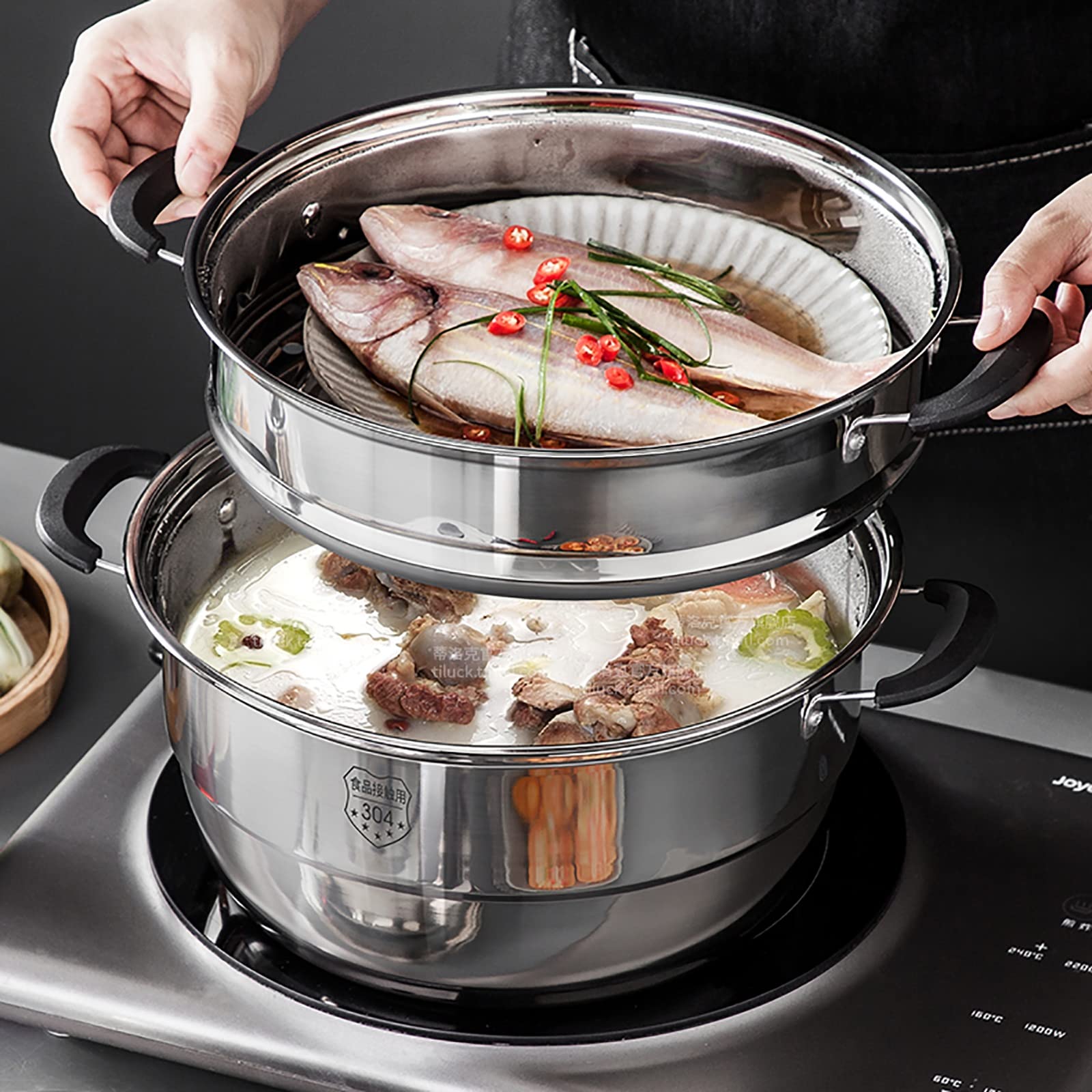 Cuit-Vapeur En Acier Inoxydable 316 - Panier Cuisson Saine Pour Légumes, Fruits De Mer, Desserts