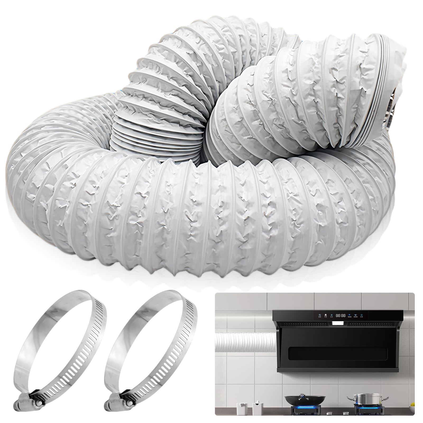 Tuyau d'évacuation d'air - Diamètre : 100 mm - Longueur : 6 m - Flexible - En PVC - Pour climatisation mobile, sèche-linge, hotte aspirante