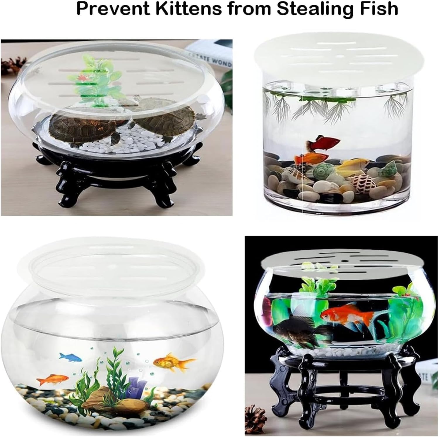 Acrylic Aquarium Anti Jumping Lid Cover 2PCS, Round 7.5 Inch Fish Tank Cover with Multi Holes to Prevent Fish, Shrimp, Turtles, Reptiles from Jumping Out