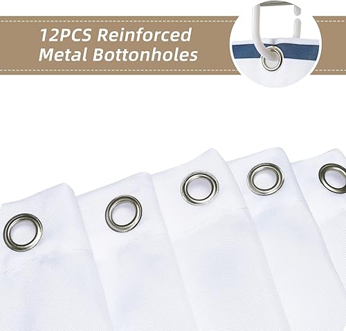 Miniatura 5 de ROCK CLOUD Juego de cortinas de baño de tela con 12 ganchos, diseño de hojas botánicas decorativas, lavable a máquina, 72 x 72 pulgadas