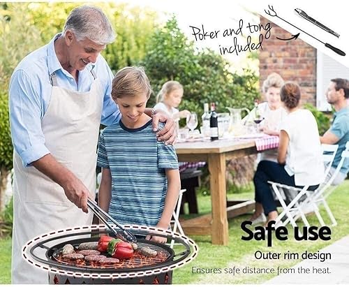 Miniatura 2 de Fire Pits Outdoor Wood Burning Fire Pits Round Iron Brazier Charcoal Heating,Multi-Functional Elegant Black Square Outdoor Garden and Patio Heater