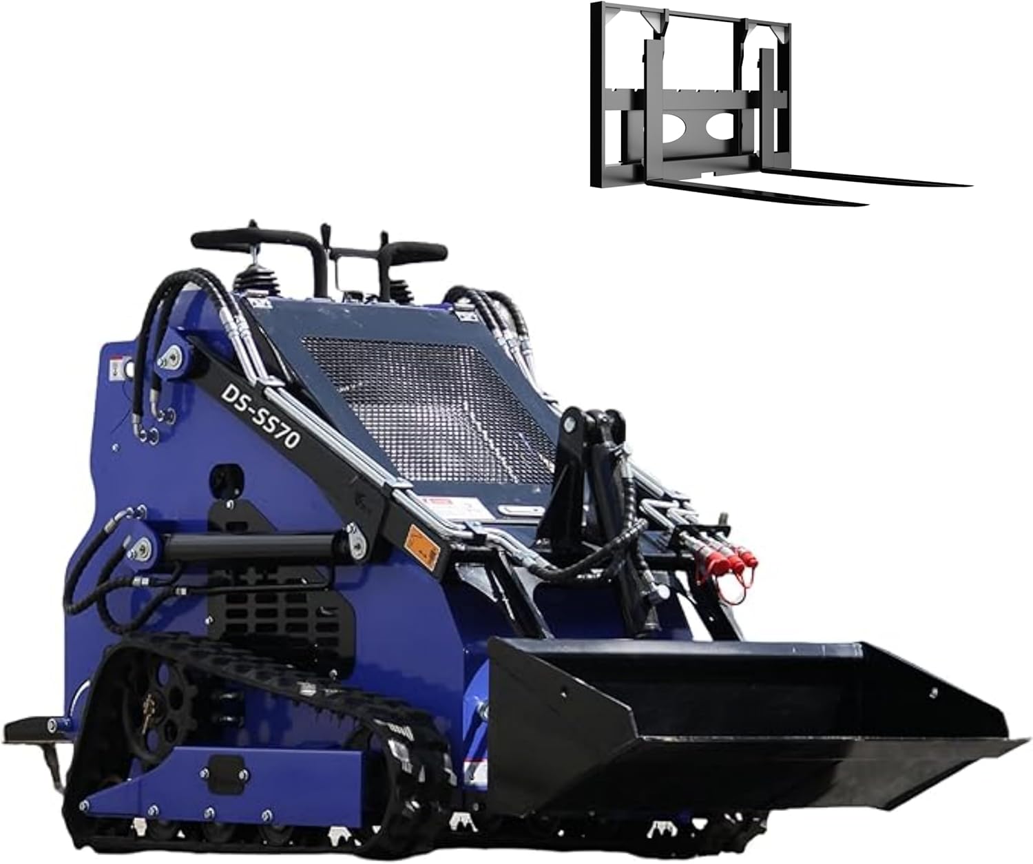 23 HP Compact Double Cooling Mini Skid Steer Loader, Standing-on Gasoline Crawler Skid Loader, Match Attachments, Used for Farm, Construction, US In Stock (Pallet fork)