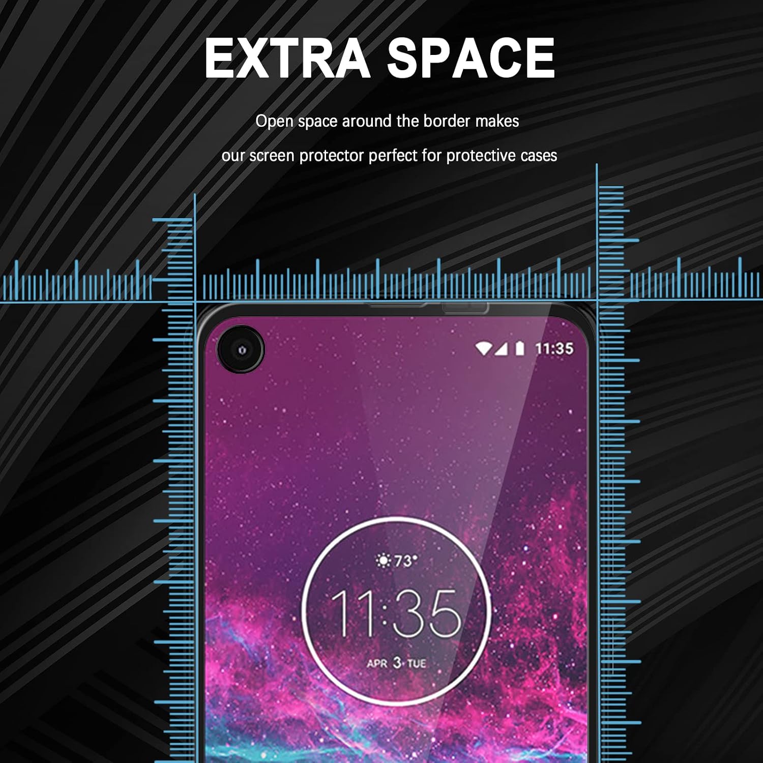 Orzero (3 Pack) Tempered Glass Screen Protector Compatible for Motorola One Action (Full Adhesive), 2.5D Arc Edges 9 Hardness HD Anti-Scratch Full-Coverage (Lifetime Replacement)