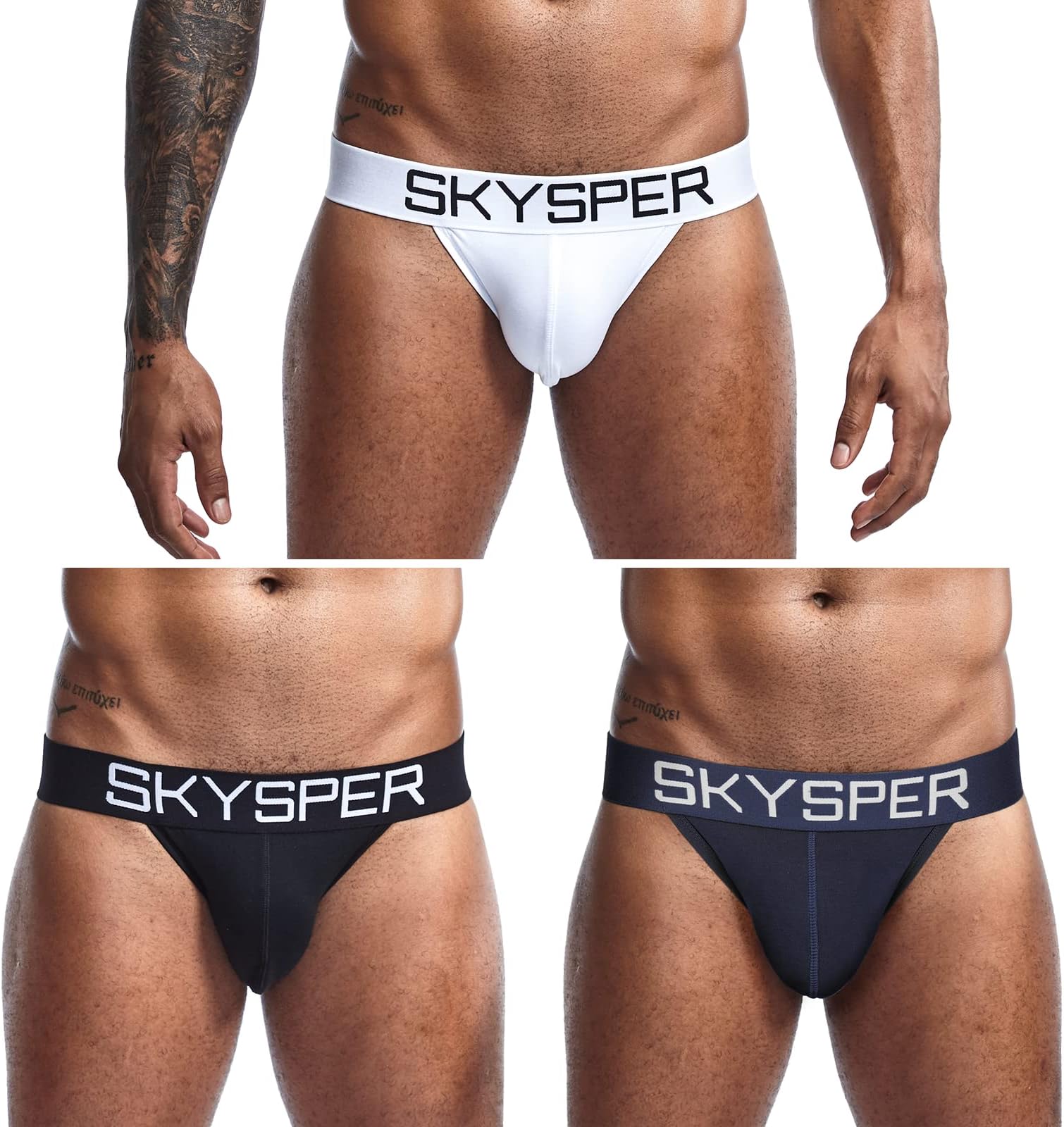 Men's Jockstrap Breathable Mesh Jock Strap Male Underwear, Athletic Supporters for Men (SG30-Blue/White/Navyblue-3pcs, XX-Large)