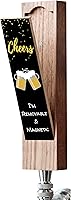 Vista 1 de Mango de grifo de cerveza con pizarra extraíble, mango de madera de nogal rústico de 8 pulgadas con una práctica pizarra magnética extraíble