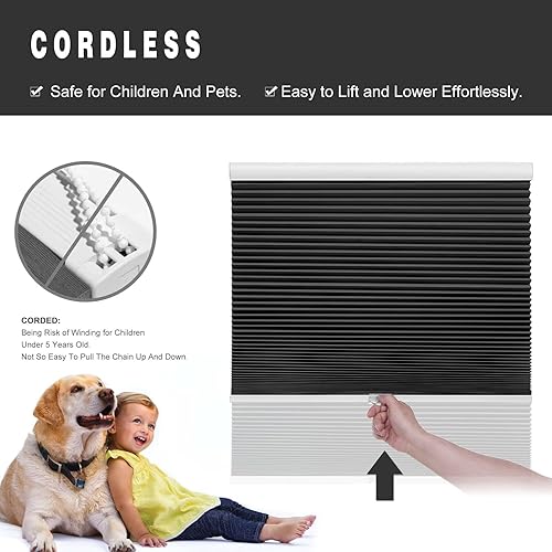 Miniatura 2 de Changshade Persianas celulares opacas y sin cordones para ventanas de interior, persiana de panal para oscurecer la habitación, 1.5 pulgadas,