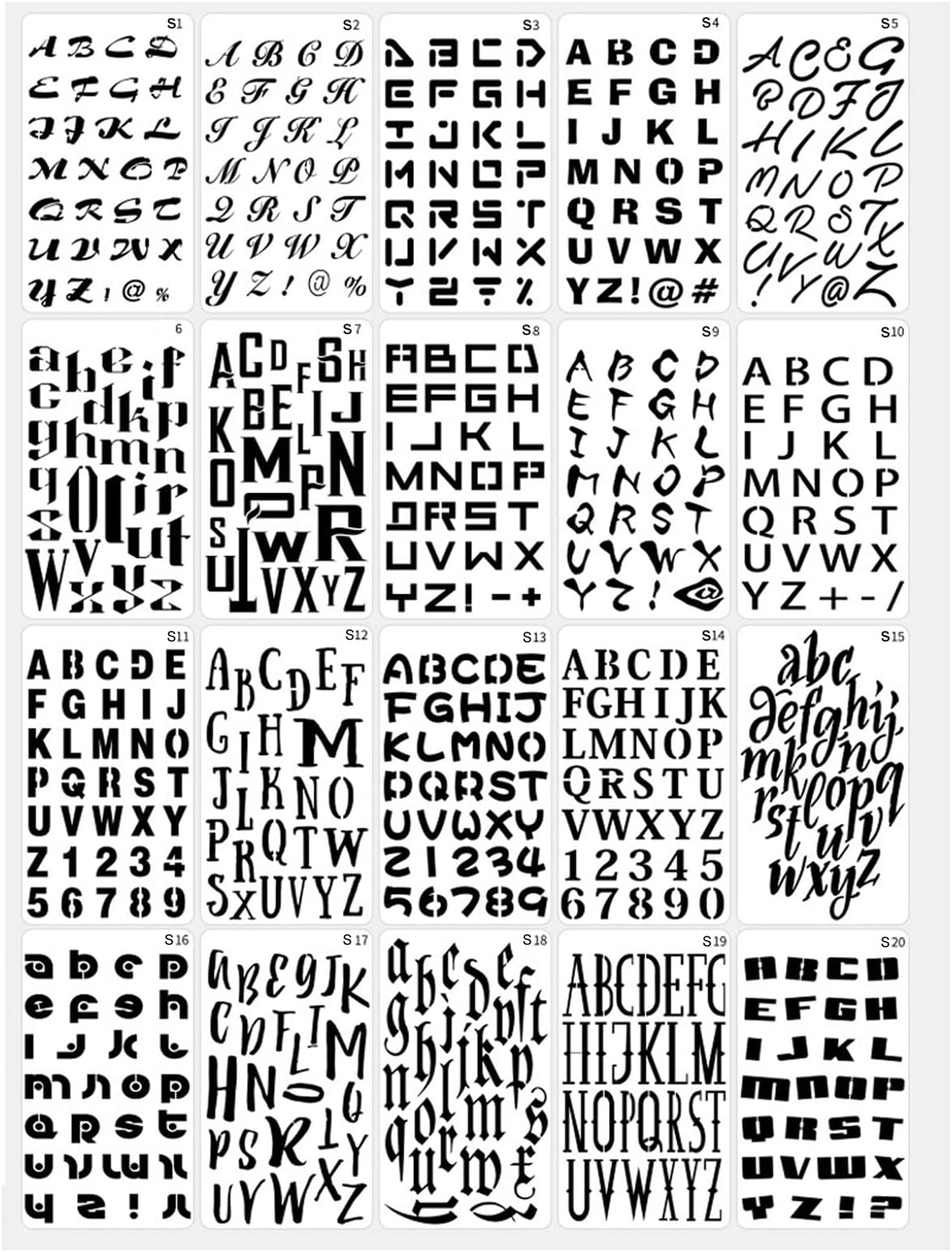 24 Sheets Letter Number Stencils, 4×7 Inch Alphabet Stencil Plastic for Home DIY Scrapbooking Painting Drawing Craft