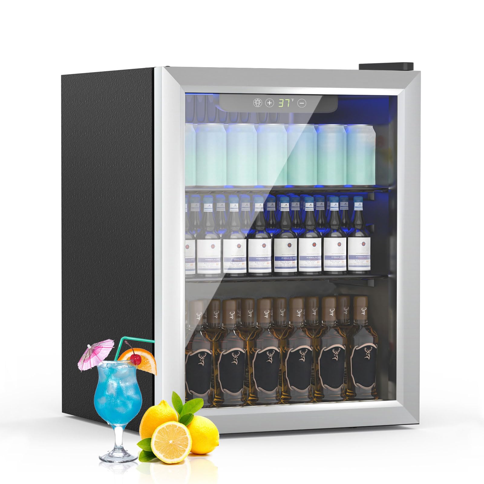 DollarDash 70 Can 1.7 Cu.Ft Compact Beverage Refrigerator With Glass Door