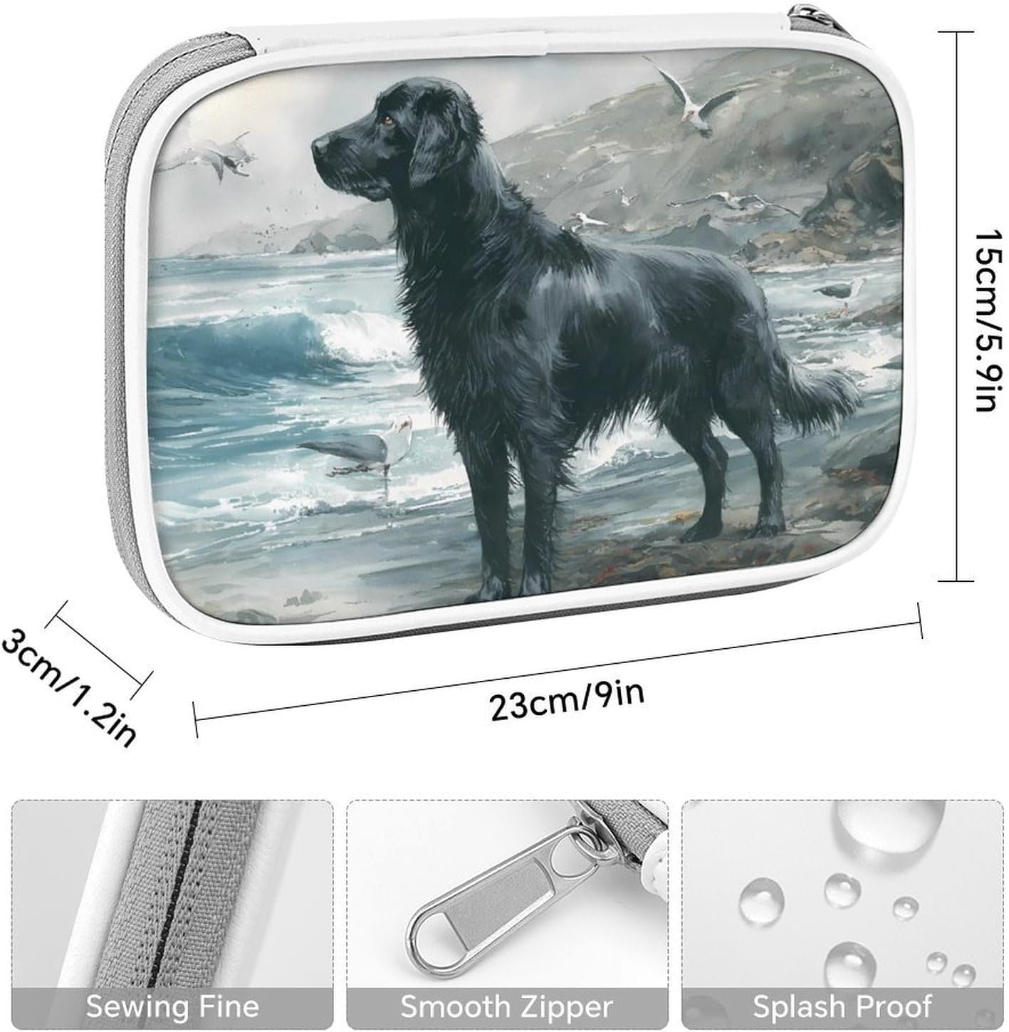 Flat-Coated Retriever Dog Cosmetic Bag Makeup Brush Organizer Bags image 2