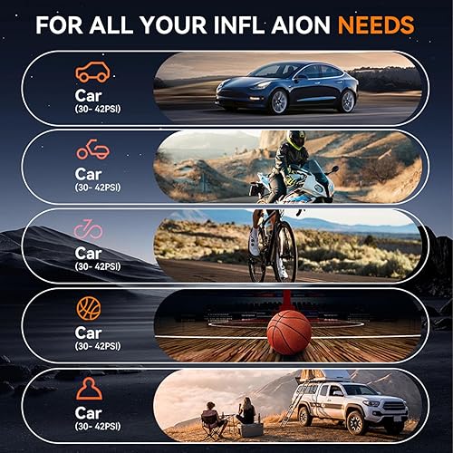 Miniatura 8 de Rechargeable Wireless Tire Inflator for Cars, with Smart Touch Control, 13.1x7.9x5cm, Cordless Air Compressor, Digital Car Pump, Automatic Shut-Off,