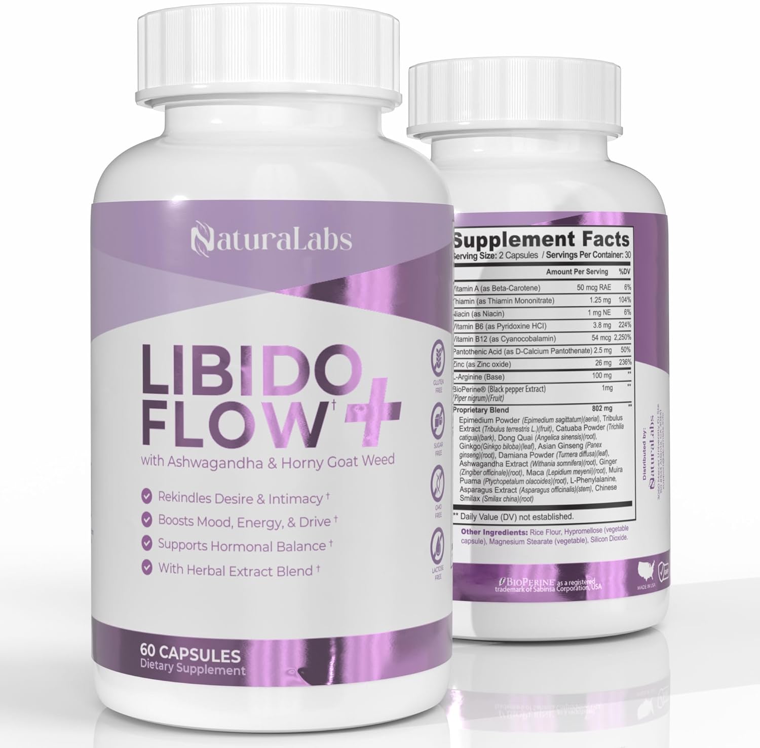 Female Libido Booster for Women - Maca Root Capsules for Women Over 40 with Fenugreek, Ashwagandha, Zinc, L-Arginine - Libido, Drive, Energy, Mood Enhancer for Her - Fast Acting, 60 ct