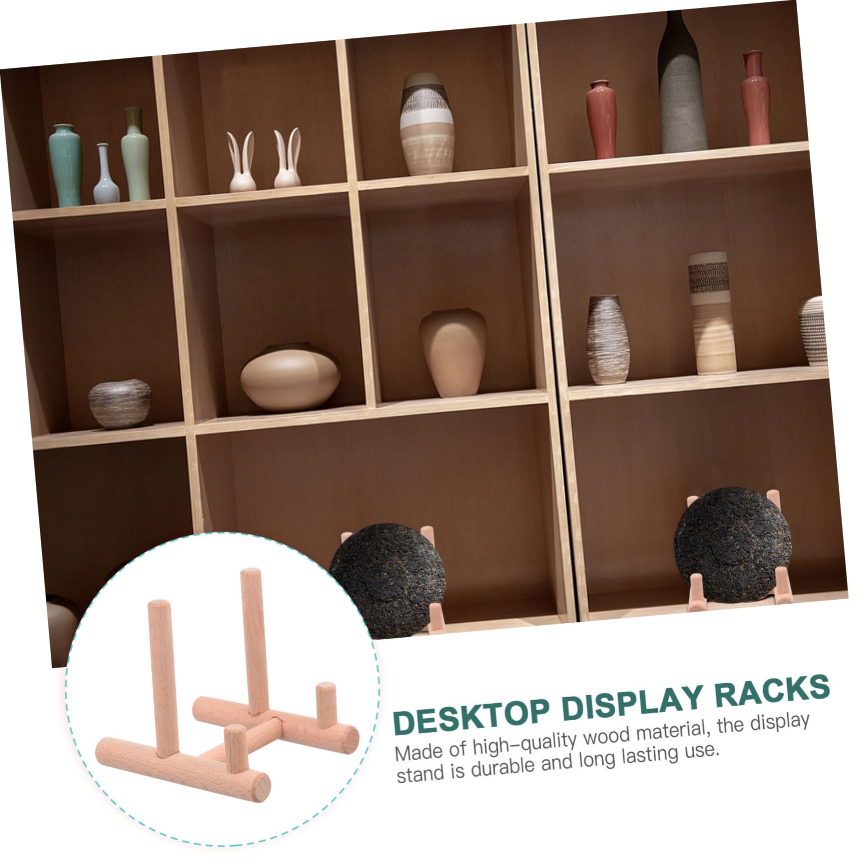 Cabilock 2pcs Wooden Display Stands for Plates Artwork Photos Curved Multi Functional Racks for Desktop Storage Organization for Birthdays Weddings Housewarmings