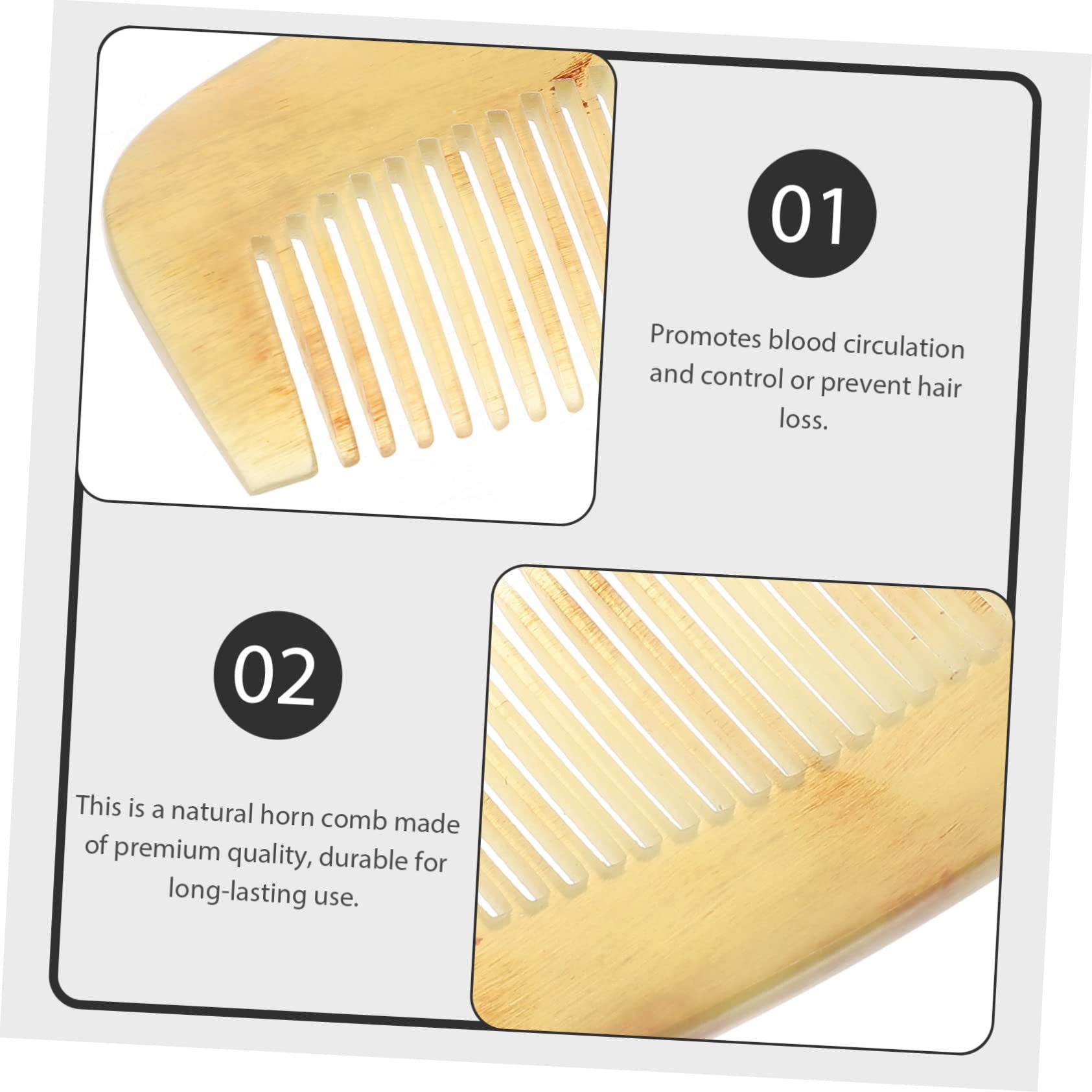 minkissy Peine de Cuerno Antiestático para Mujeres y Niñas Accesorio para Peinado y Cuidado del Cabello Rizado para Masajear el Cabelludo y Peinar la Barba