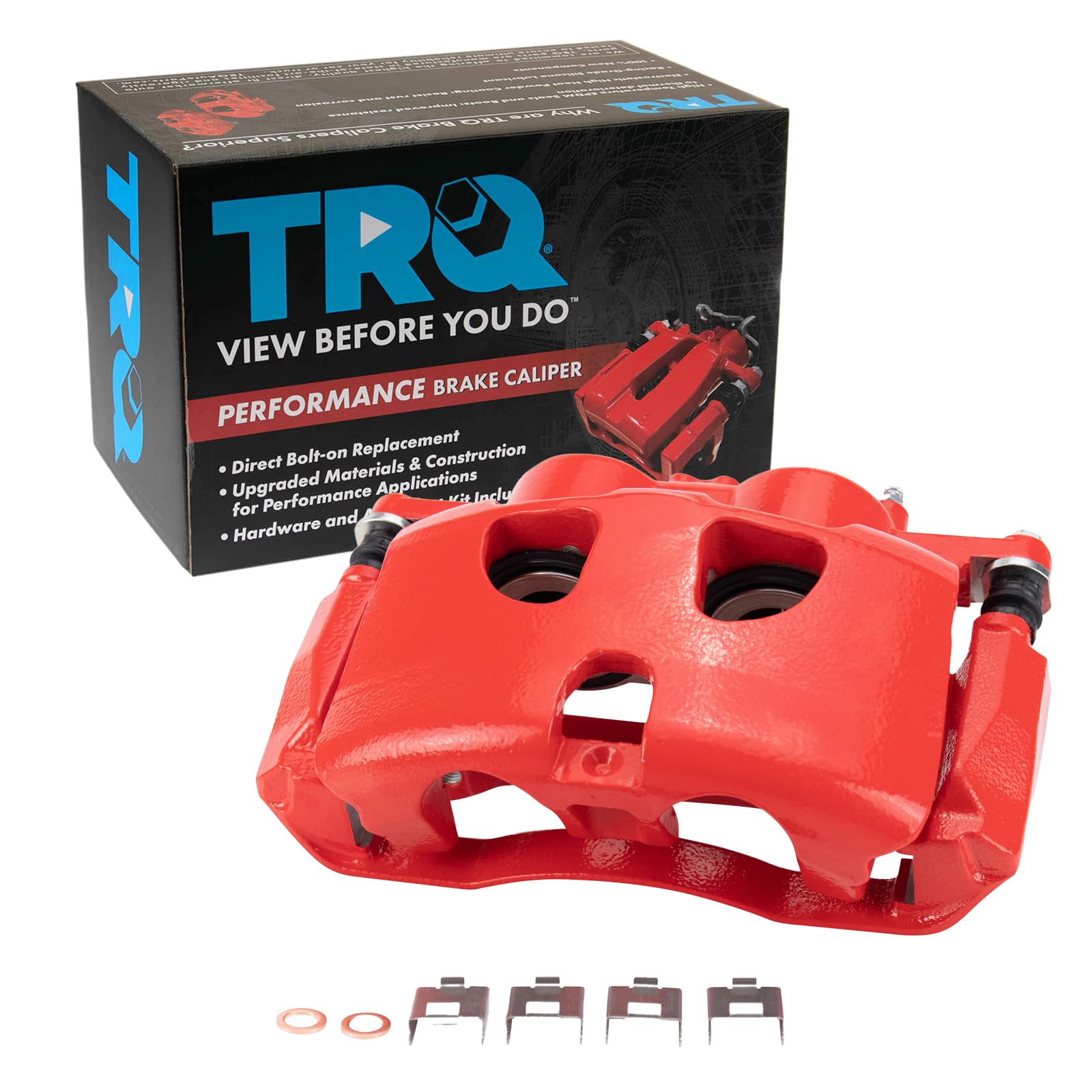 TRQ Front Right Brake Caliper w/Bracket Performance Red Passenger Side