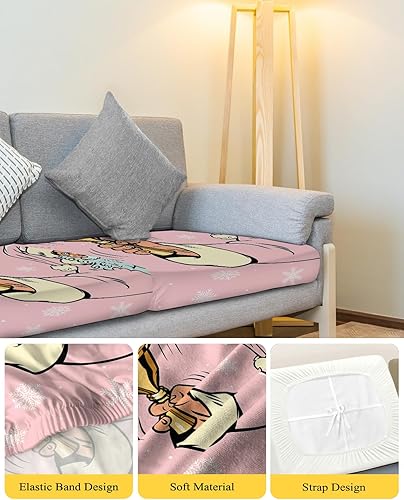 Miniatura 4 de Wowouhiya Fundas de cojín para sofá de Navidad, funda elástica para sofá con parte inferior elástica, diseño de copos de nieve de invierno, fundas
