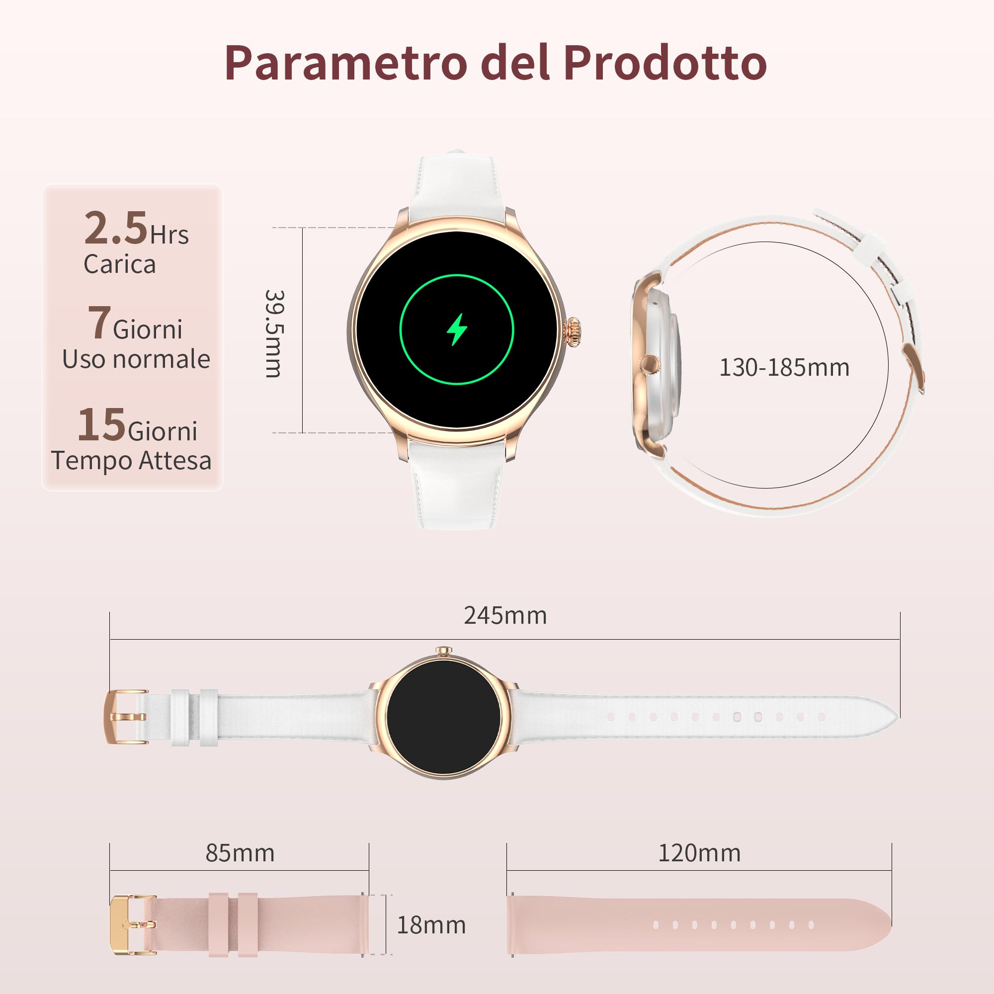 Smartwatch Donna Effettua e Risposta Chiamate,1.39'' Orologio Intelligente con Notifiche Messaggi Cardiofrequenzimetro/SpO2/Sonno,100+ Modalità Sport Fitness Tracker per Android iOS(Argento)
