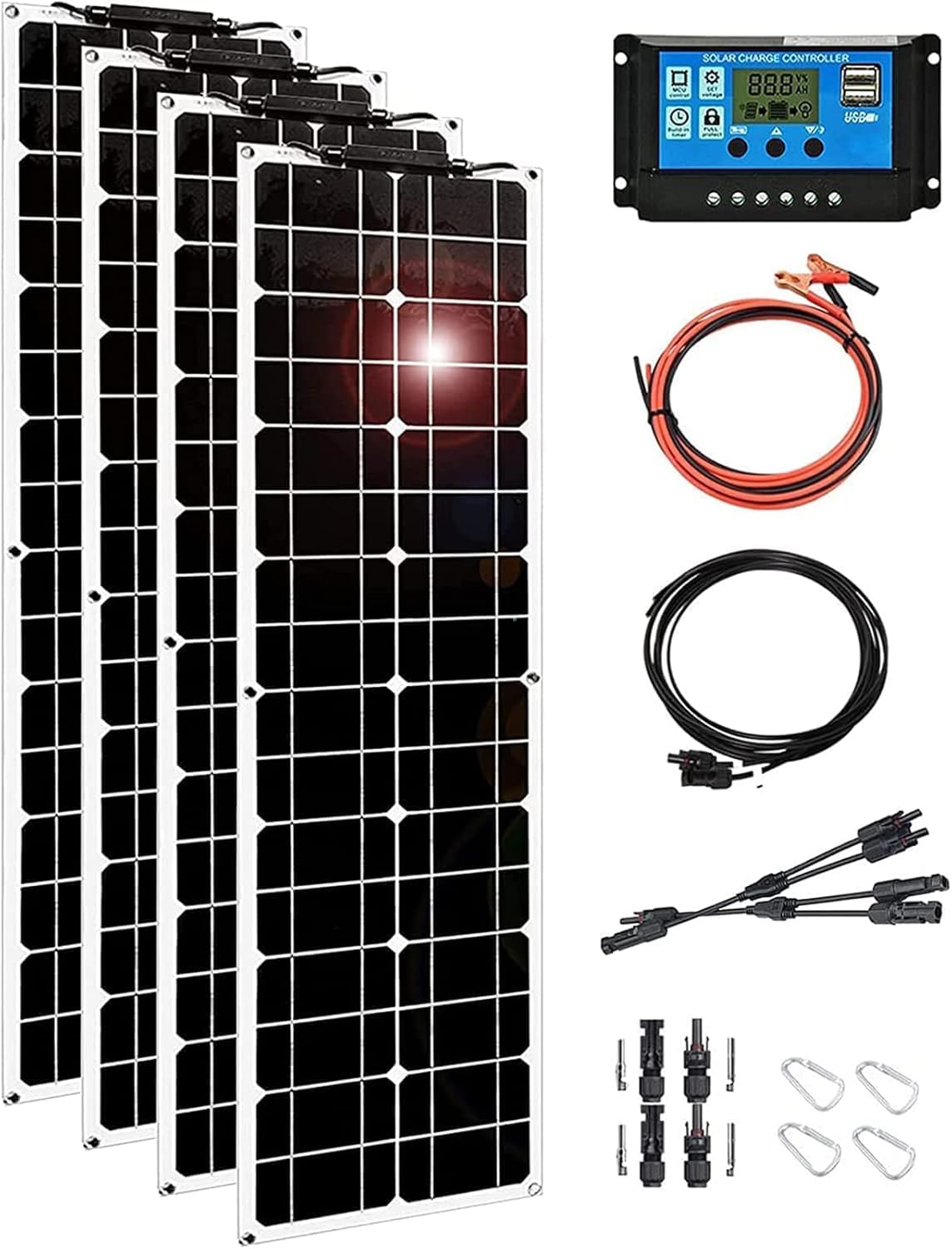 AQWSD 800 Watt Flexible Solar Panel kit 4pcs 200W PET