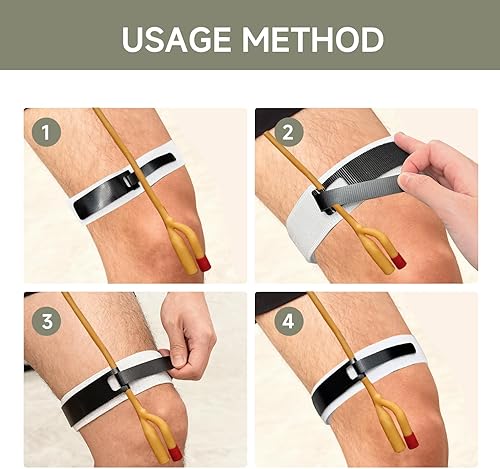 Miniatura 5 de Foley - 4 dispositivos de estabilización de catéter con agarre de silicona antideslizante, correa para bolsa de pierna de catéter de 23.6 x 1.57