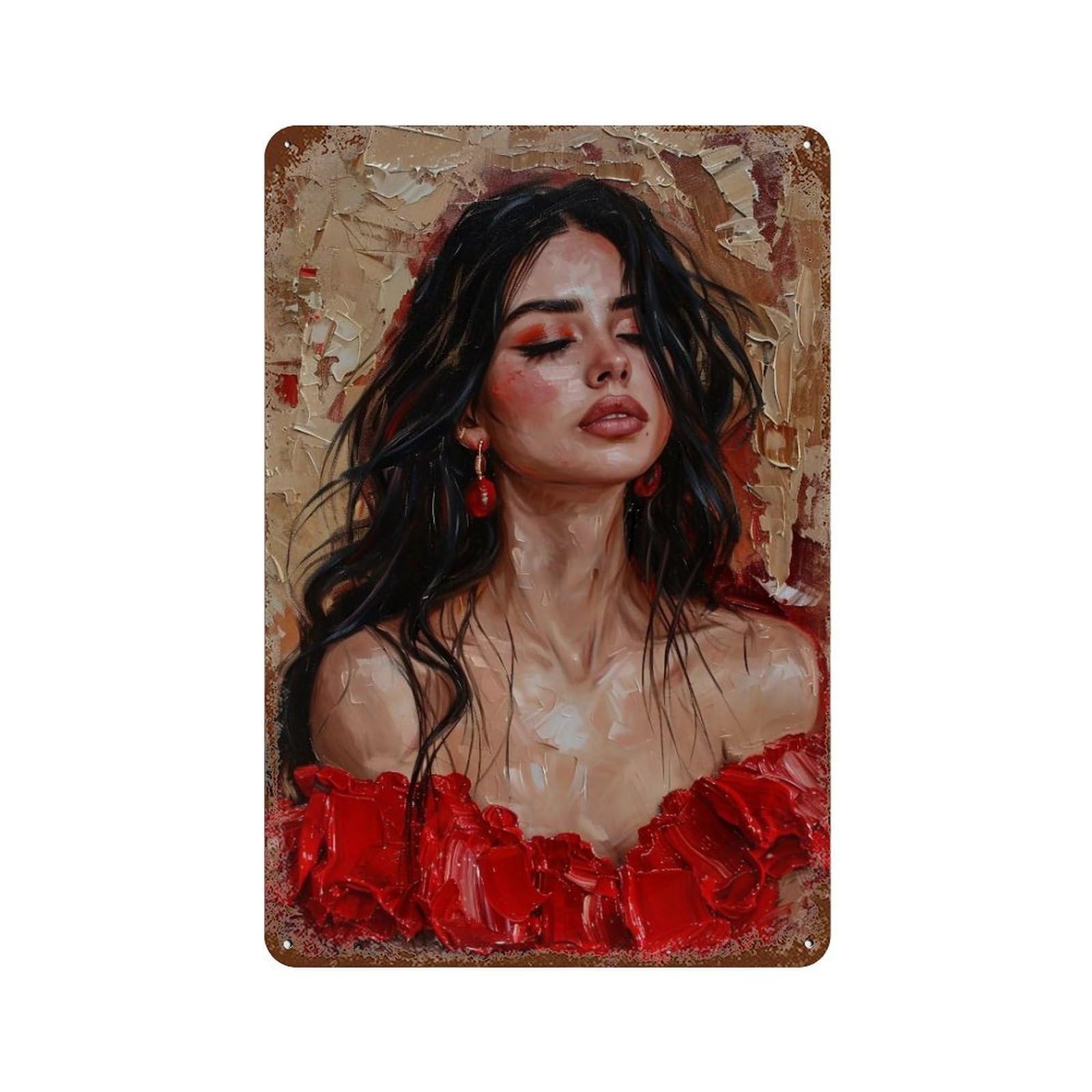 HDURYEYRYY Scarlet Lady Portrait 01 Wall Retro Iron Vintage Art Metal Tin Sign Poster Modern Home Cofffee Club Art Bar Shop Decor 30x20cm