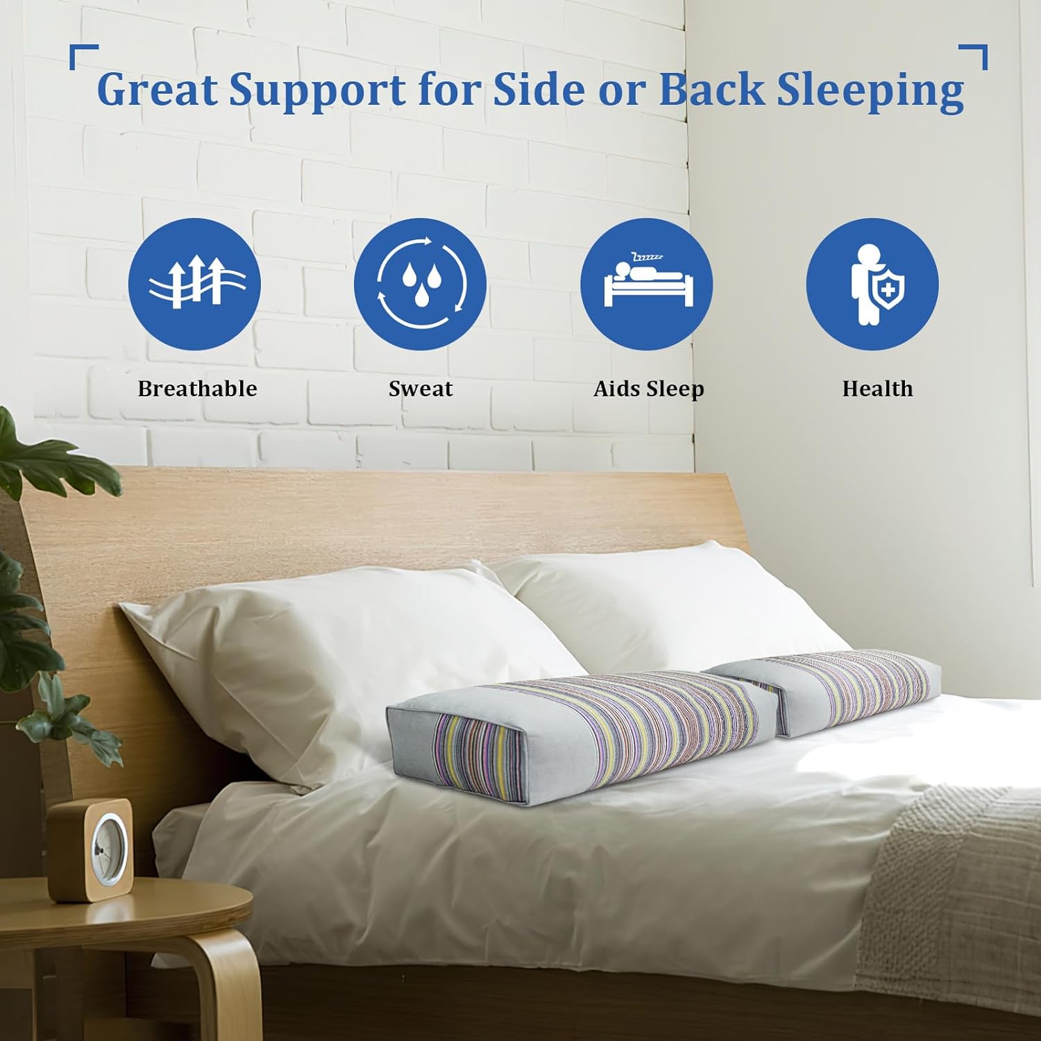 Buckwheat Pillow & Cervical Pillows for Sleeping (21x8x4inch) 100% Organic Coarse Cloth Package w Organic Buckwheat Hulls, Natural Cooling Technology and Relieve Cervical Pain. (Grey) - Image 7