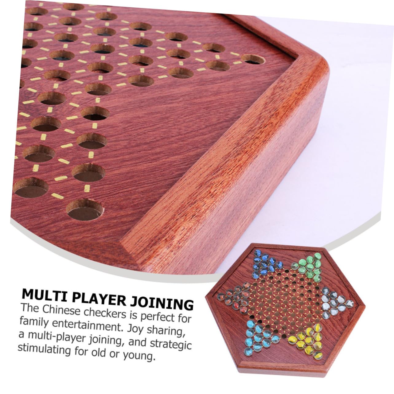 BESPORTBLE Set Gioco Dama Cinese e Cassetto Porta Biglie in Materiale Sintetico con Tavola Esagonale per Intrattenimento Familiare Multi Giocatore