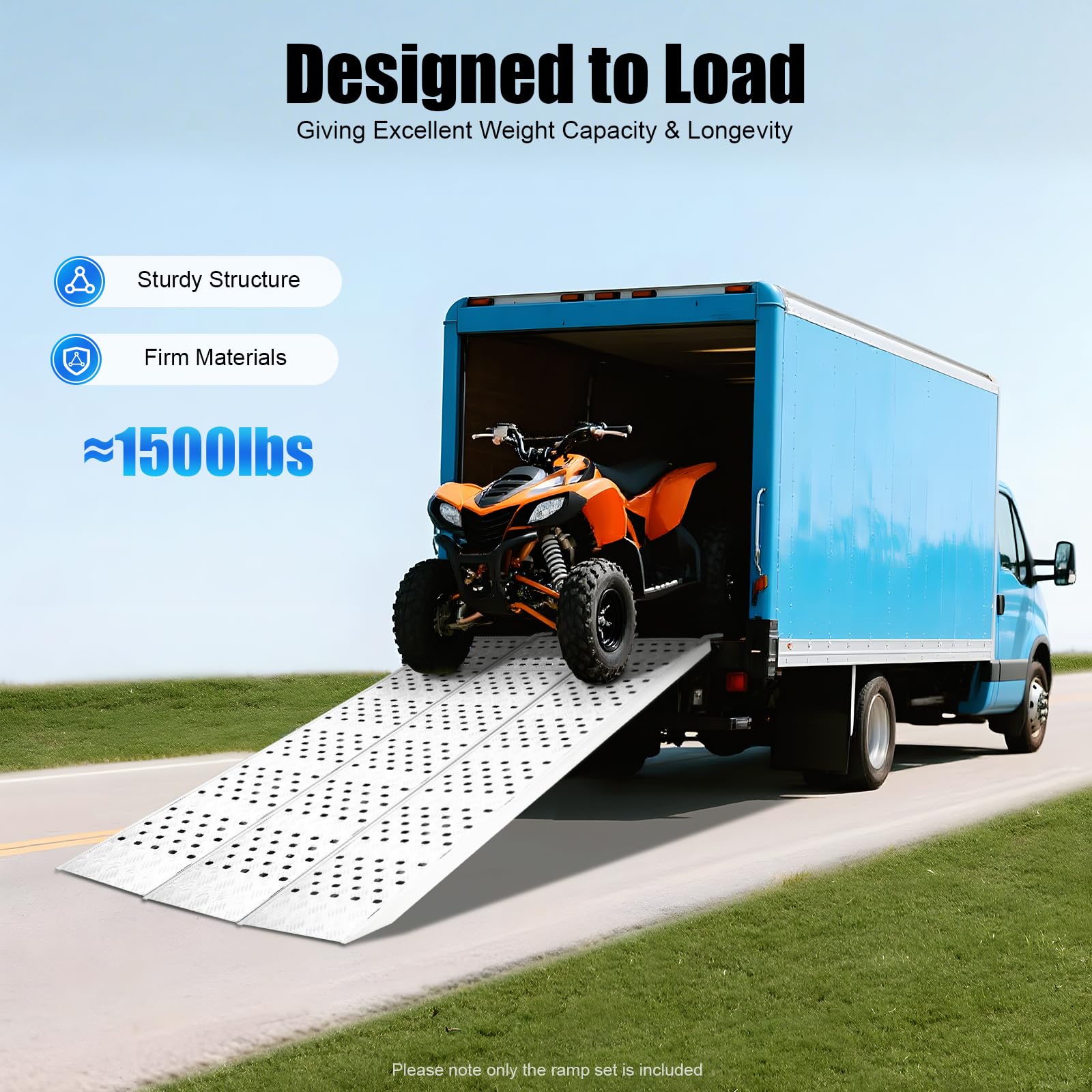 Aluminiowe rampy szopowe 195 x 137 cm, składana rampa załadunkowa 680 kg, przenośne rampy do przyczep do motocykli terenowych, wózków, ciężarówek, kosiarek, odśnieżarek, pickupów