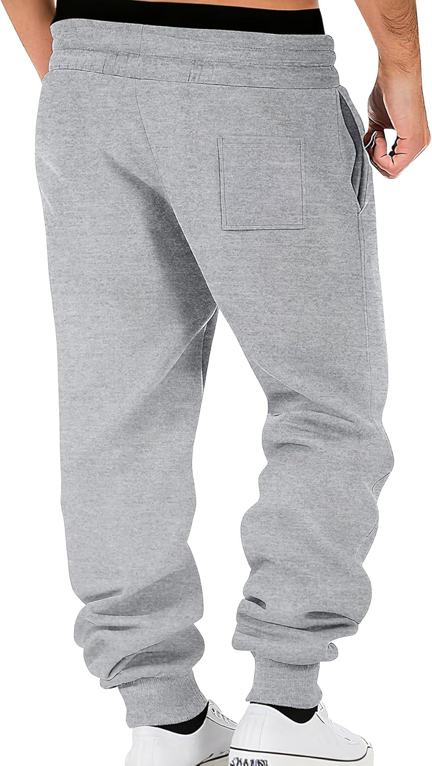 Mens Fleece Lined Sweatpants Warm Winter Athletic Jogger Pants with 6 Pockets Drawstring Outdoor Trousers - Image 2