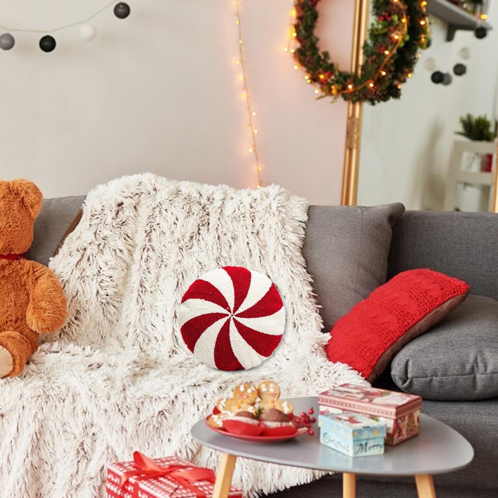 Tanxemery Zuckerstangen Kissen - Weihnachtliche Deko Für Sofa & Bett In Peppigem Design