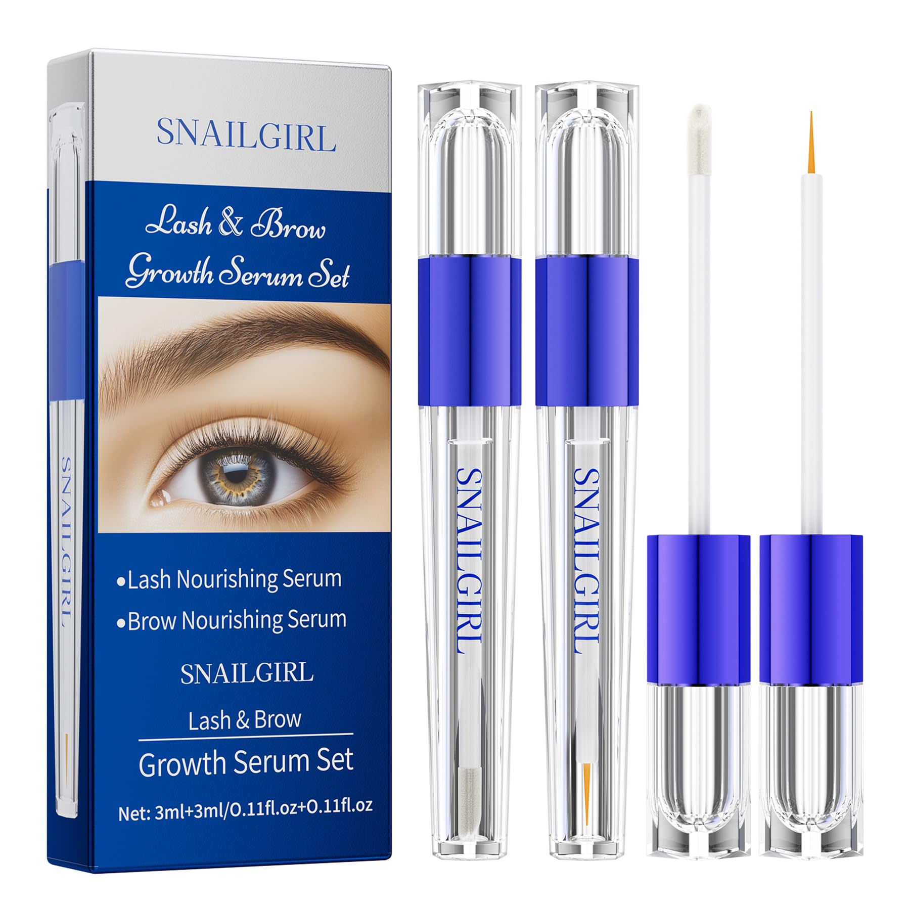 Eyelash and Eyebrow Growth Serum Set, Nourishing Lash & Brow Enhancer for Thicker Fuller, Healthier Looking Lashes and Brows