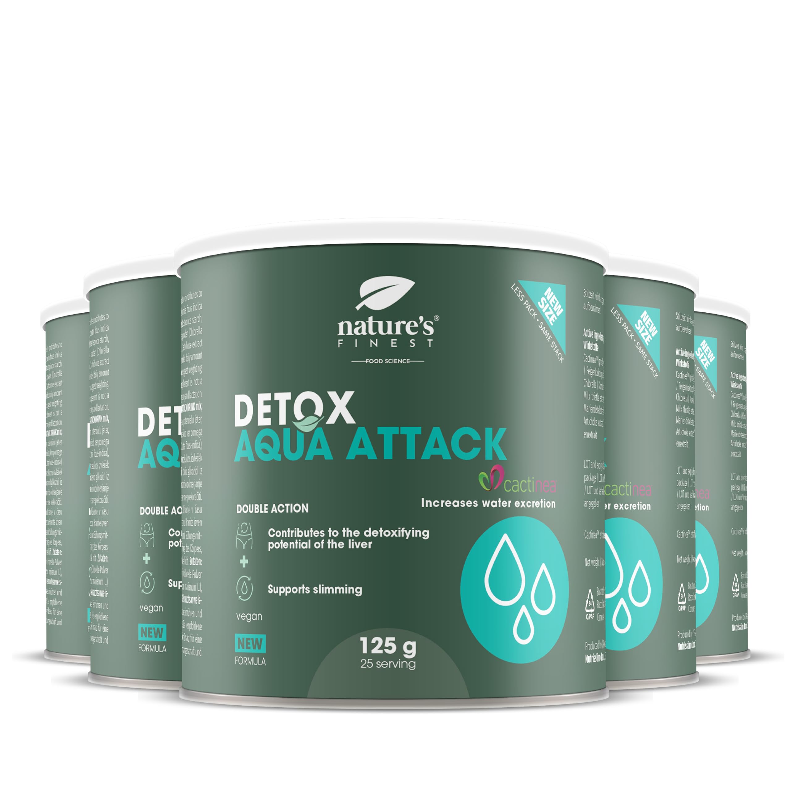 Nature's Finest Detox Aqua Attack Drink, Trinkpulver 625 g (5er Pack)