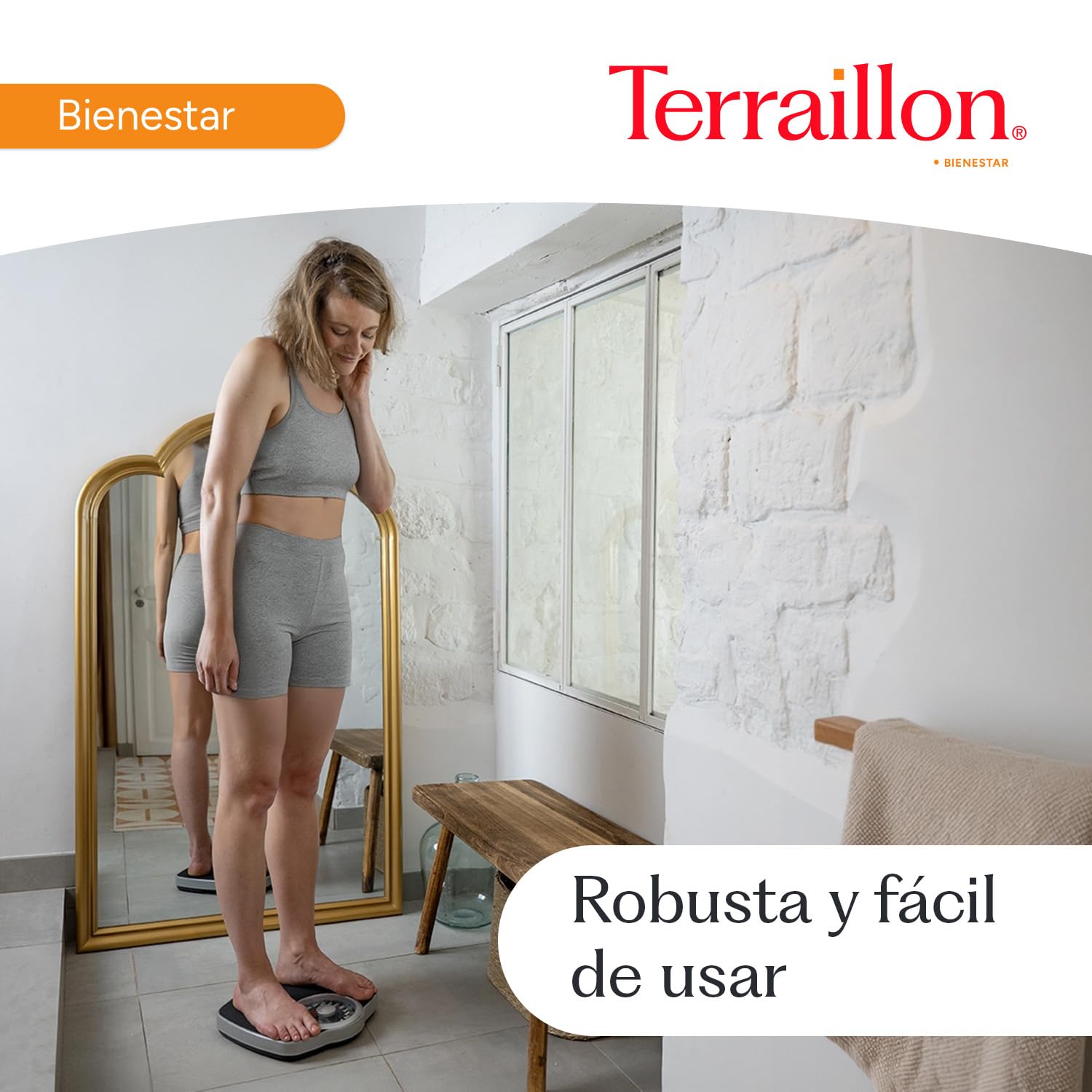 TERRAILLON NEO T - Báscula mecánica para persona, gran bandeja de metal con revestimiento antideslizante, esfera de alta legibilidad, báscula robusta, capacidad 180 kg, graduación 1 kg, negro y plata | Bandeja de metal grande con revestimiento antidesliza