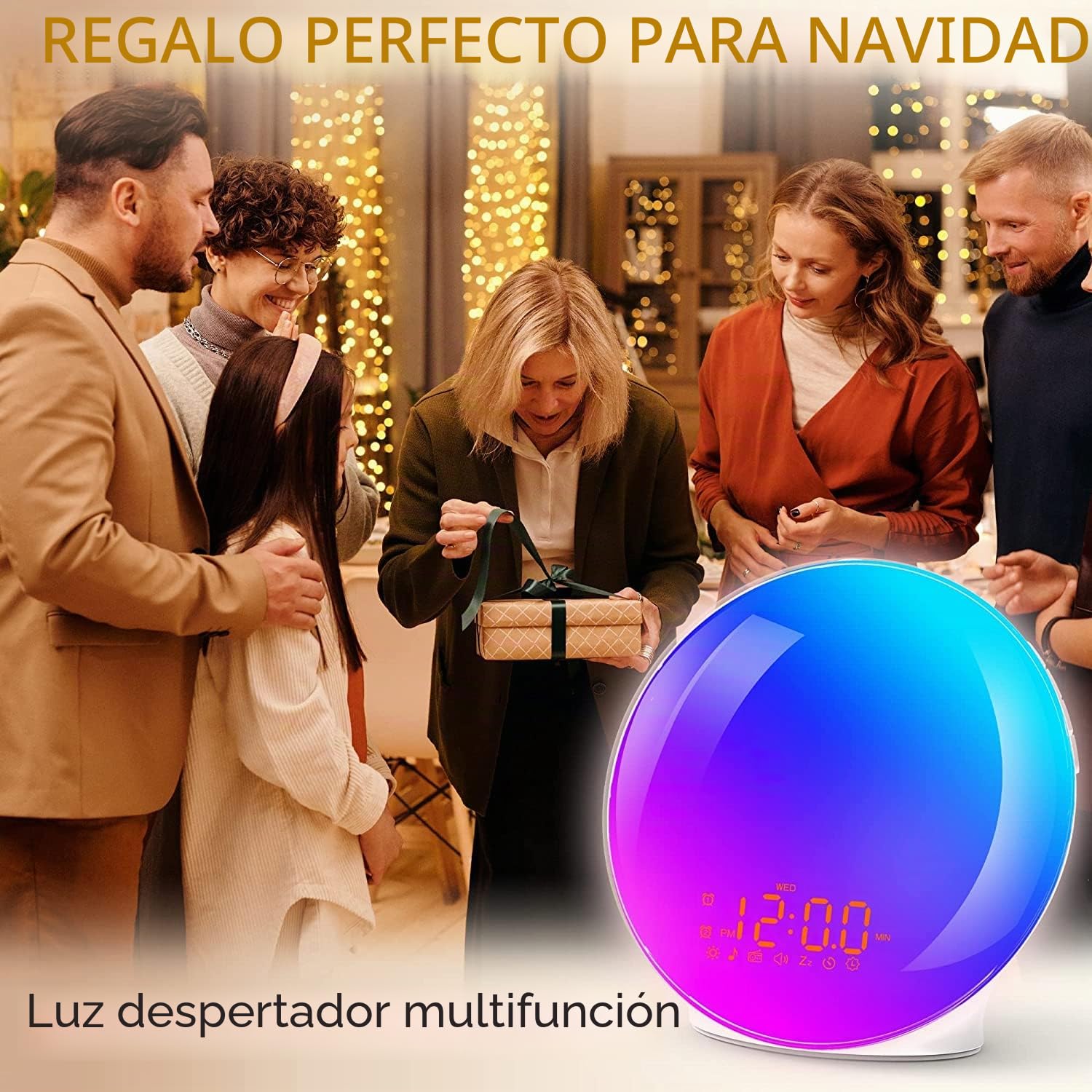 Despertador Luz Wake Up Light con Alarmas Duales de Simulación de Amanecer/Atardecer Reloj de Alarma, Radio FM & 8 Sonido Natural, 3 Modos de Luz, Snooze, Alarmas Duales Regalo para Niños, Adultos