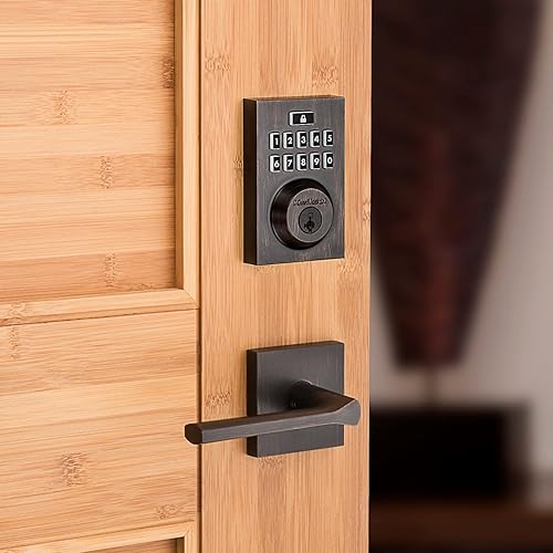 Miniatura 5 de Kwikset 914 Teclado contemporáneo SmartCode Cerradura inteligente electrónica con seguridad SmartKey y tecnología ZigBee 3.0 en bronce veneciano