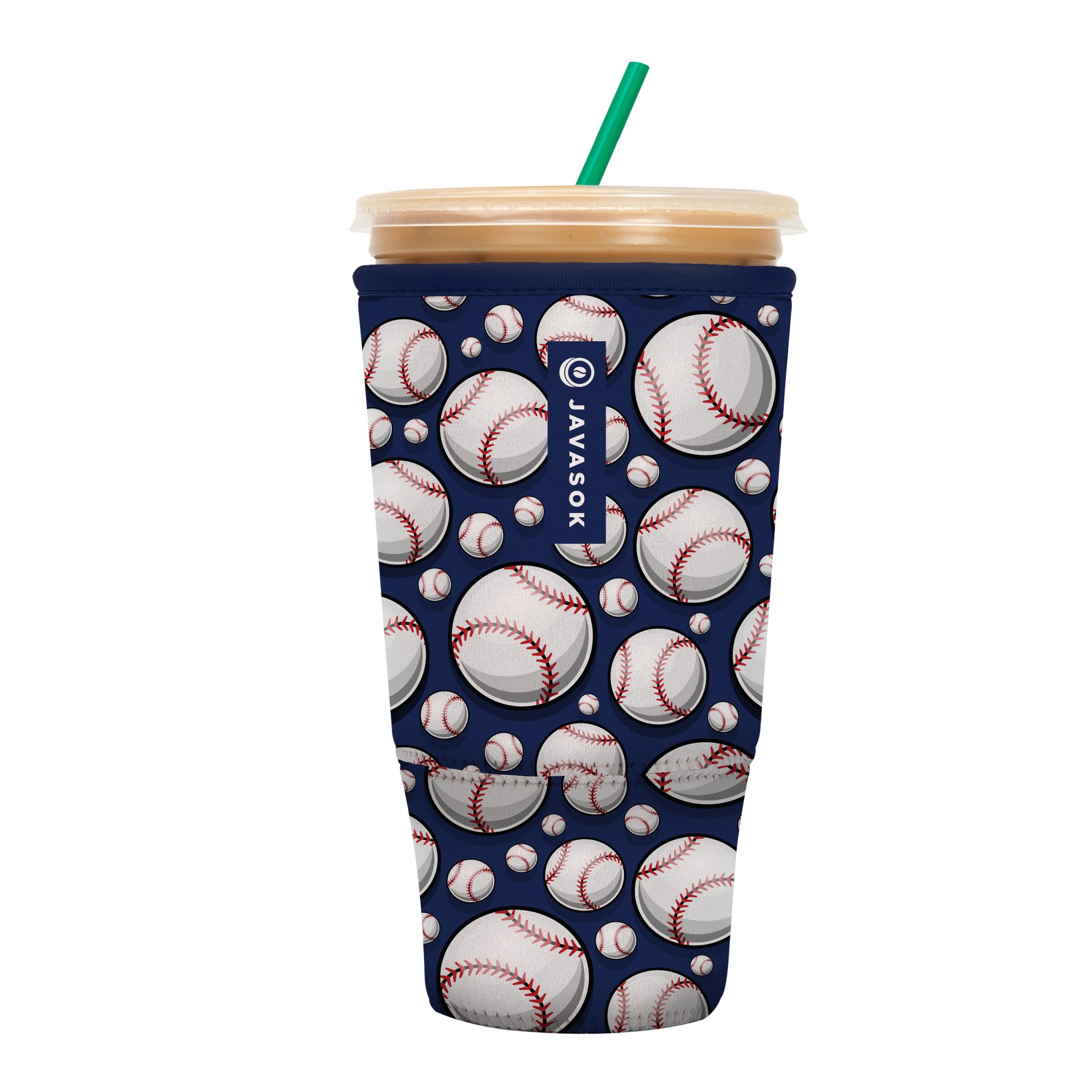 Sok It JavaSok Iced Coffee &amp; Cold Soda Insulated Neoprene Cup Sleeve (Baseball, XXLarge: 44-48oz)