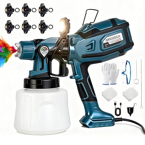 Paint Sprayer, 1000W Electric Paint Sprayer with LED 6 Copper