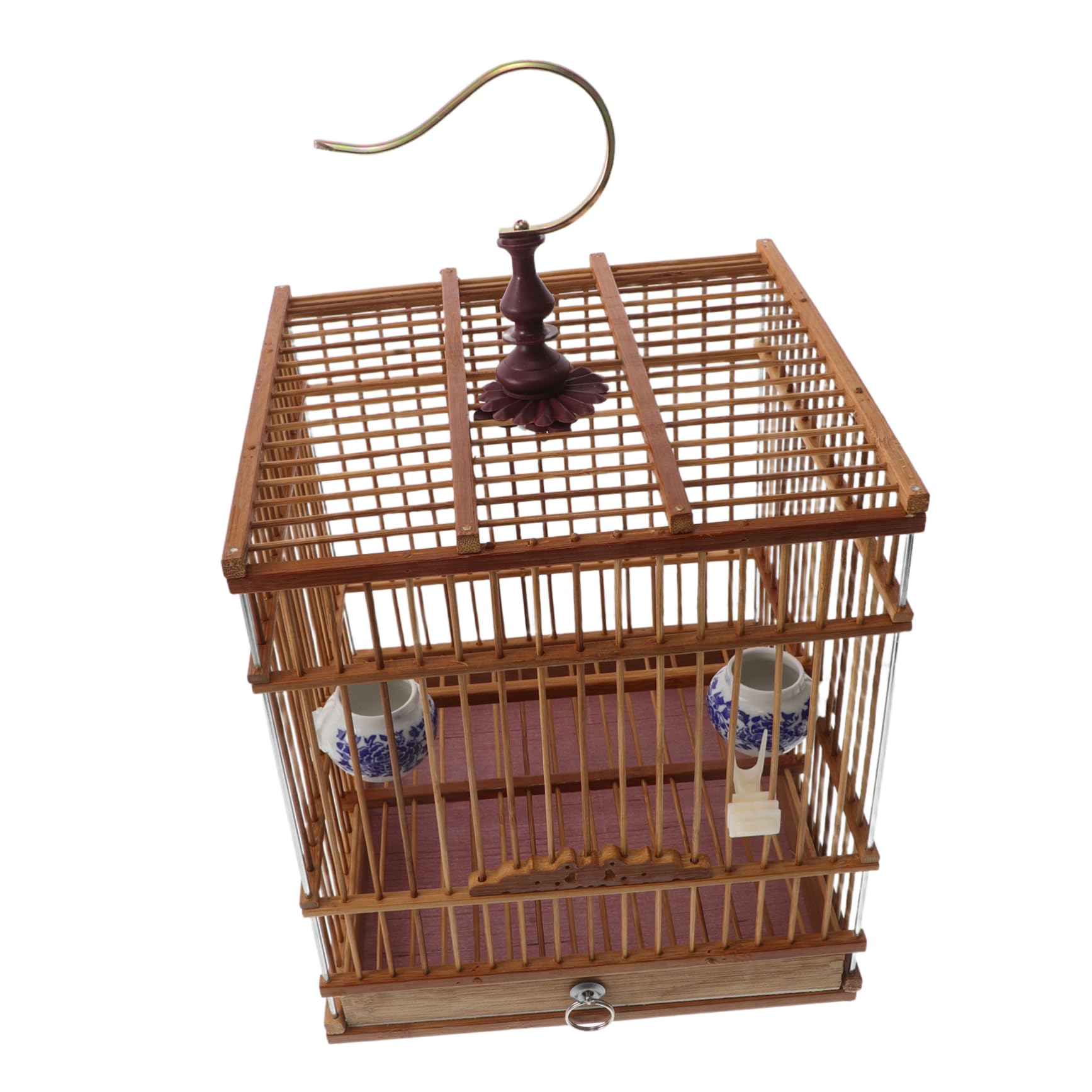 Cage pour petits oiseaux en bambou suspendue pour salon et véranda