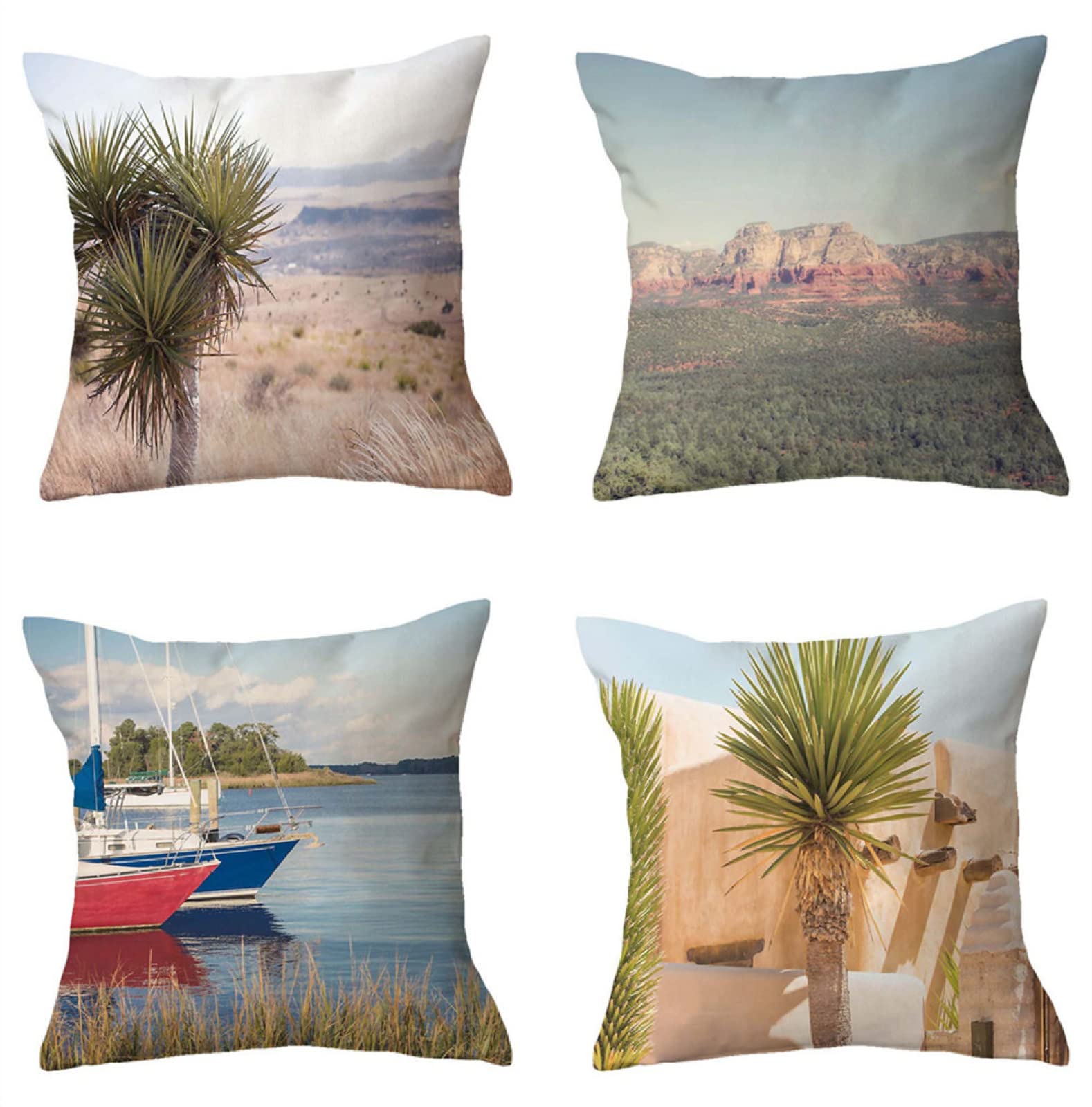Housses de coussin d'extérieur 60x60cm imperméables en lin double face pour canapé de jardin
