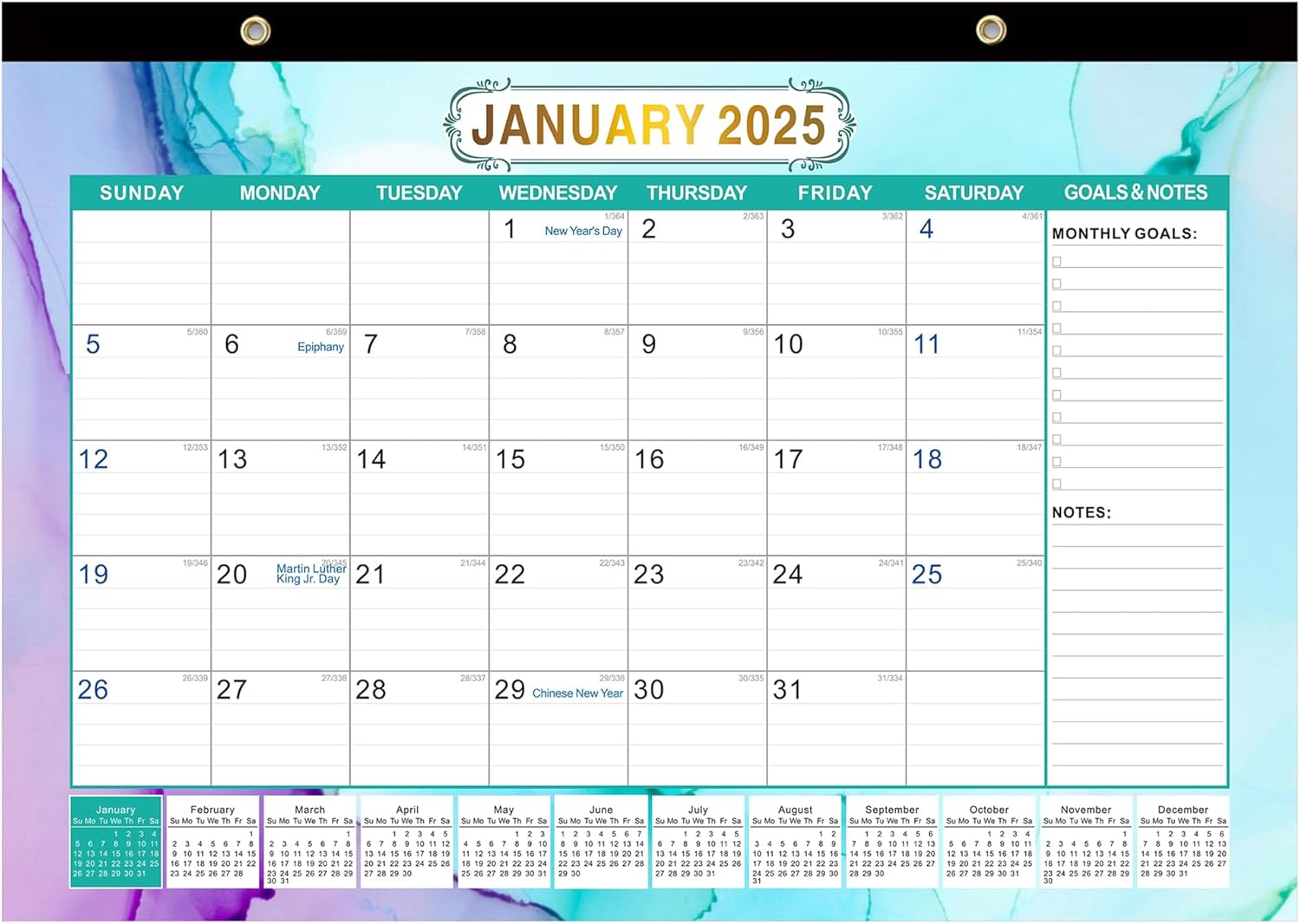 18 Months Desk Calendars Jan 2024 to June 202512" x 17