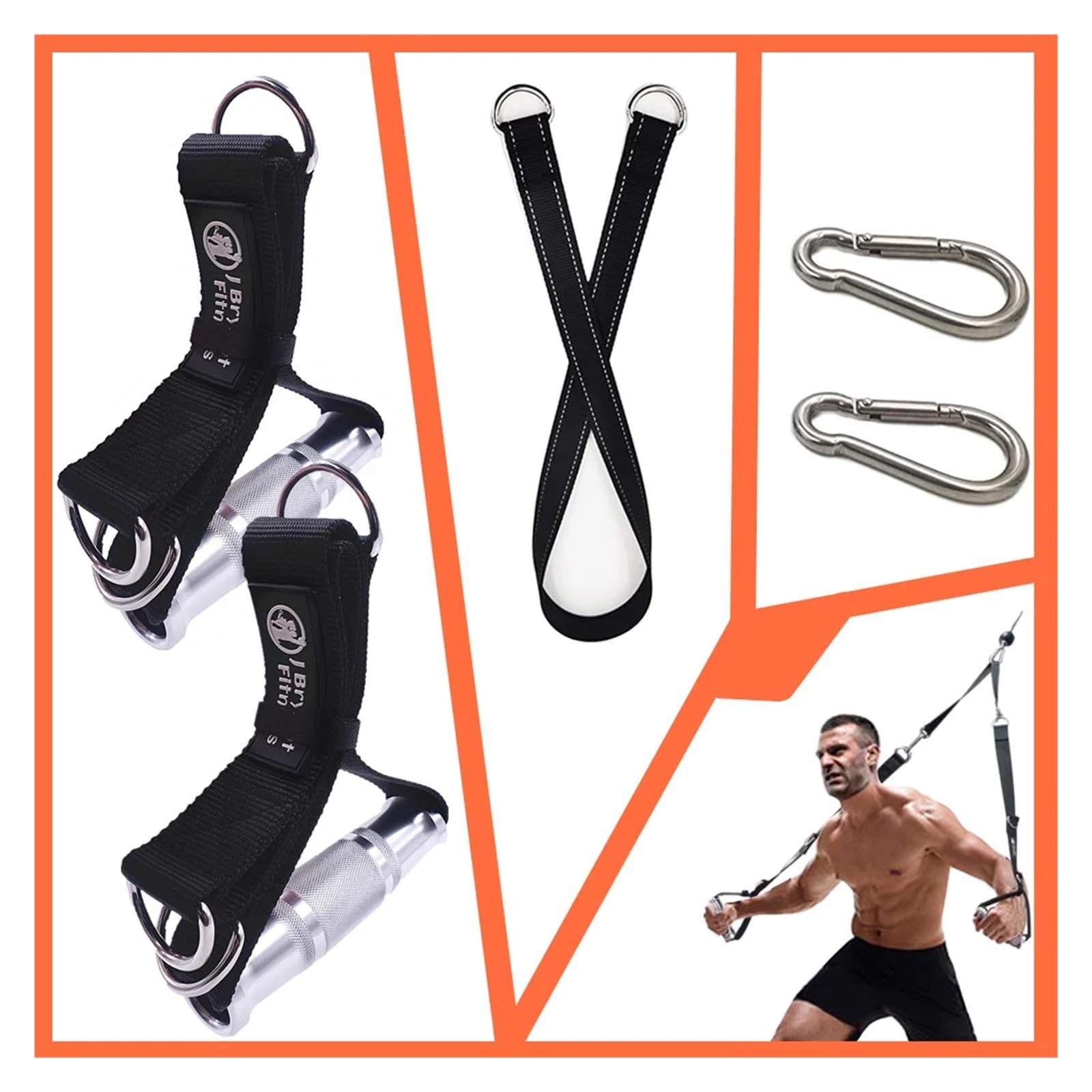 Maniglie per bande di resistenza 3 in 1 Fitness regolabile in metallo maniglie da palestra tricipiti corda cavo macchina allegati for puleggia LAT tirare giù sistema di allenamento(Handle only)